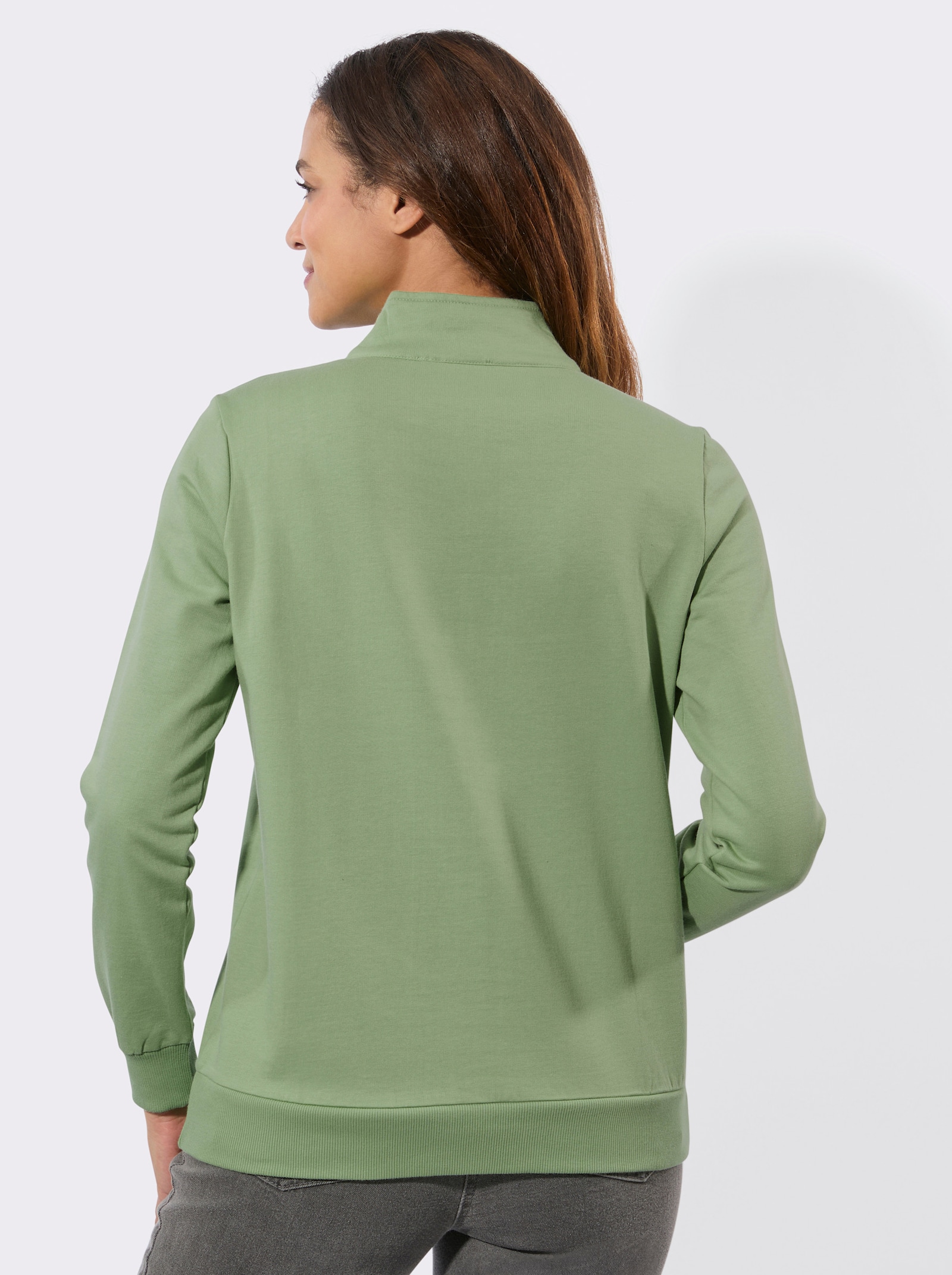 Sweatshirt mit Troyerkragen - eucalyptus