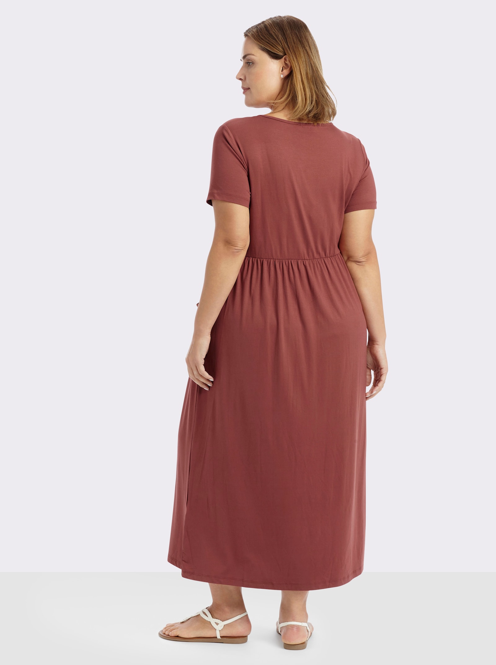 Jerseykleid mit Taschen - rotbraun