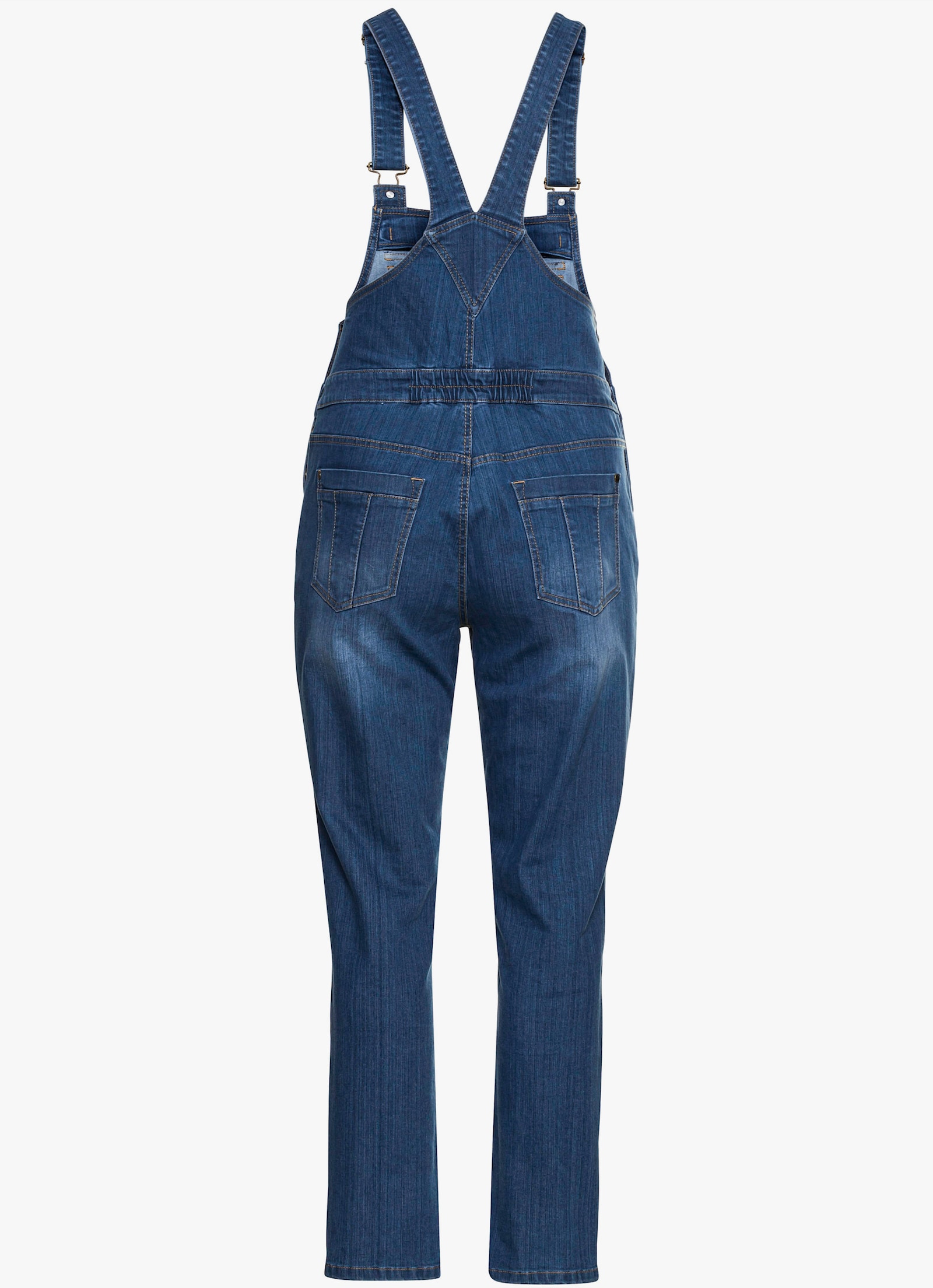 sheego Jeanslatzhose mit elastischem Einsatz - blue used denim