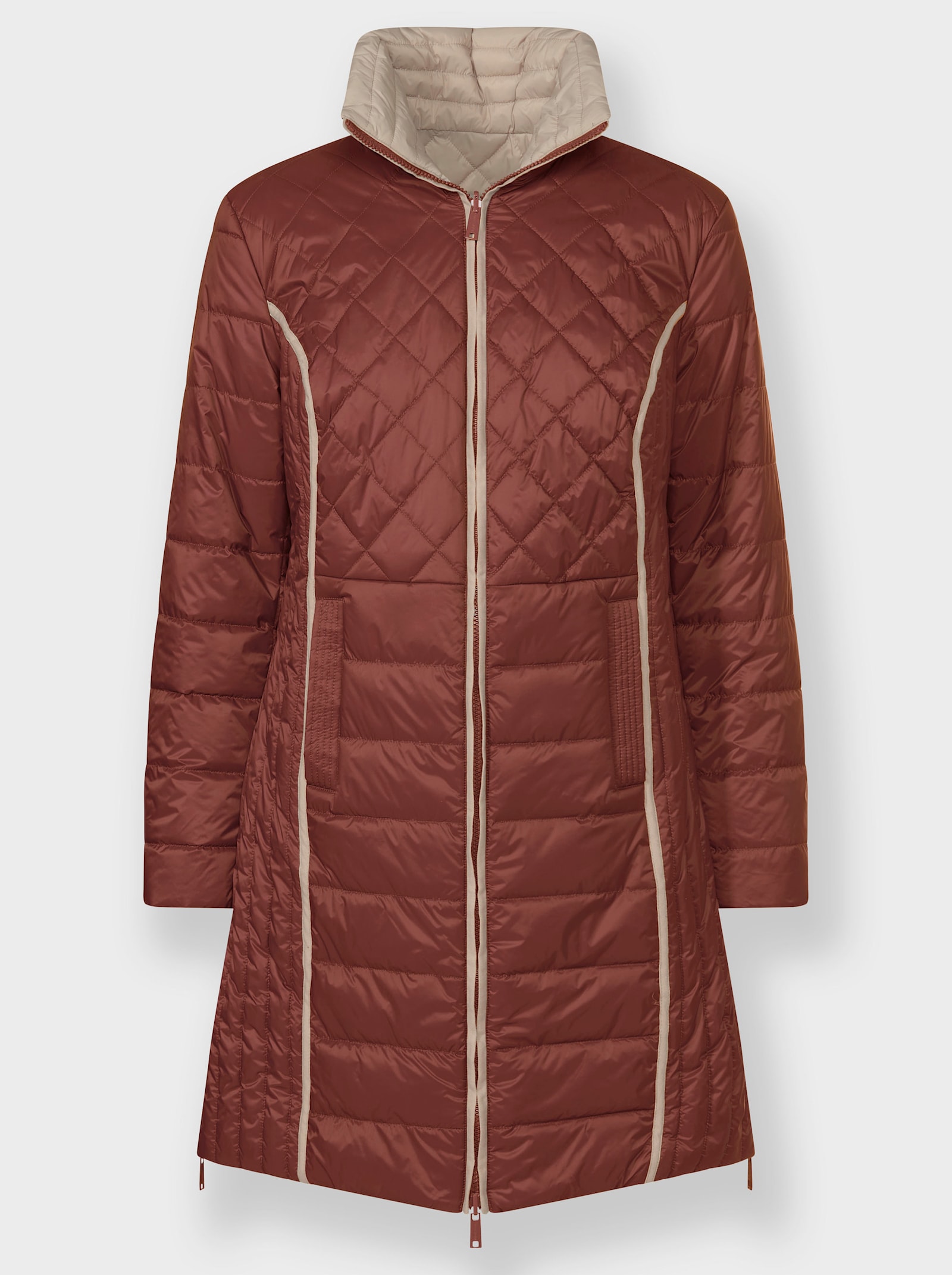 Keerbare gewatteerde mantel - roodbruin