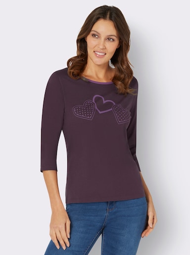 Shirt met 3/4-mouw - aubergine/lila