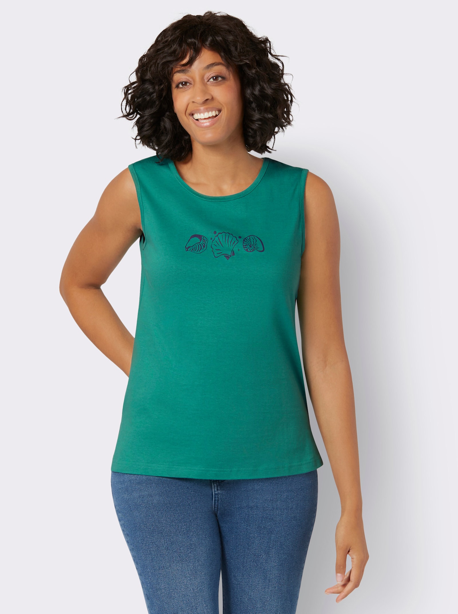 Shirttop met zijsplitten - smaragdgroen