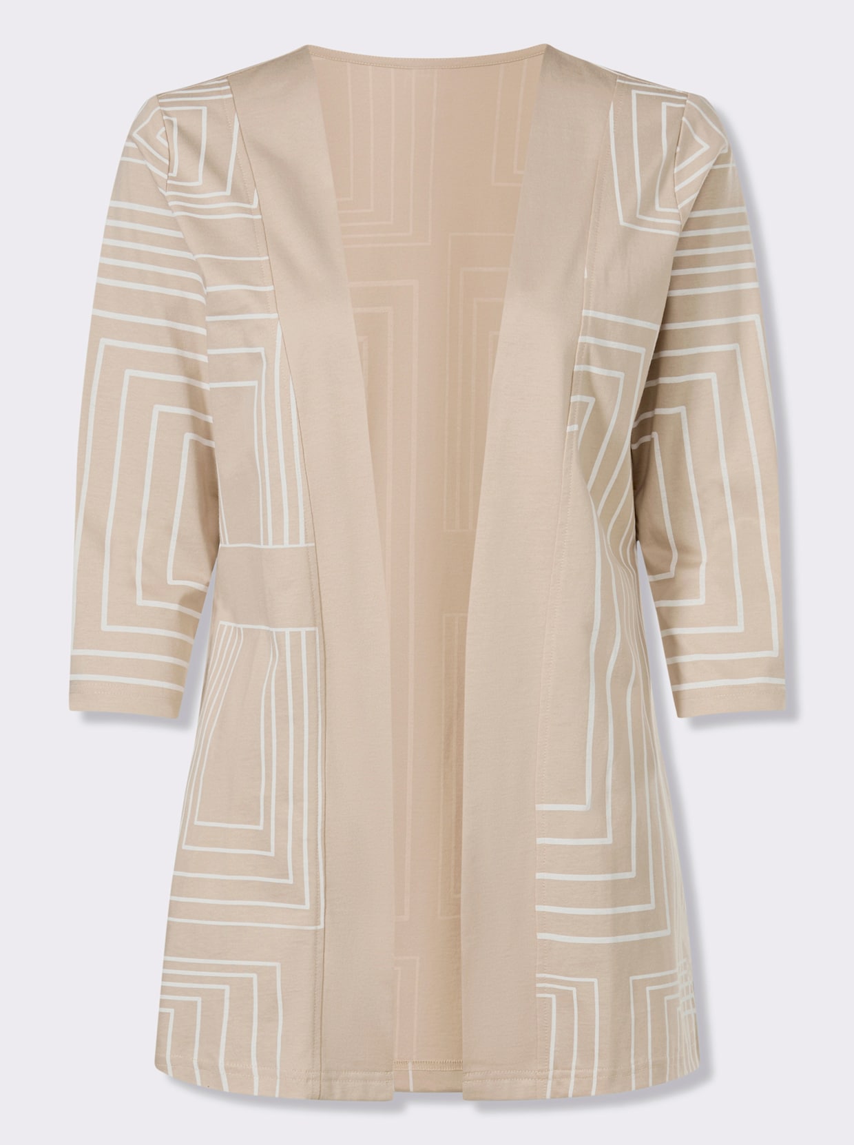 Shirtjacke in grafischem Dessin - beige-ecru-bedruckt