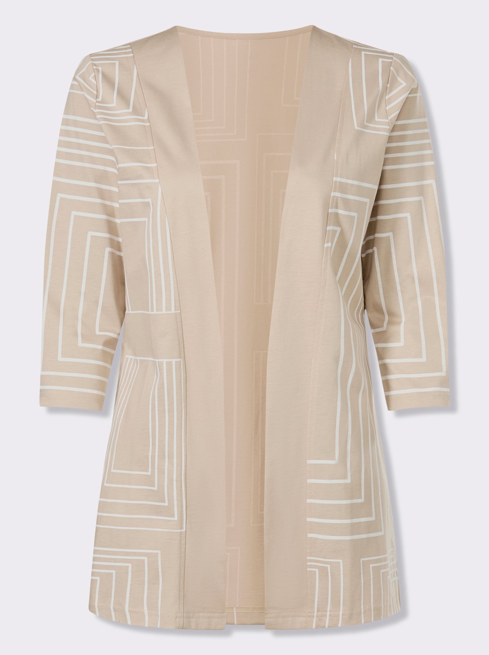 Shirtjacke in grafischem Dessin - beige-ecru-bedruckt