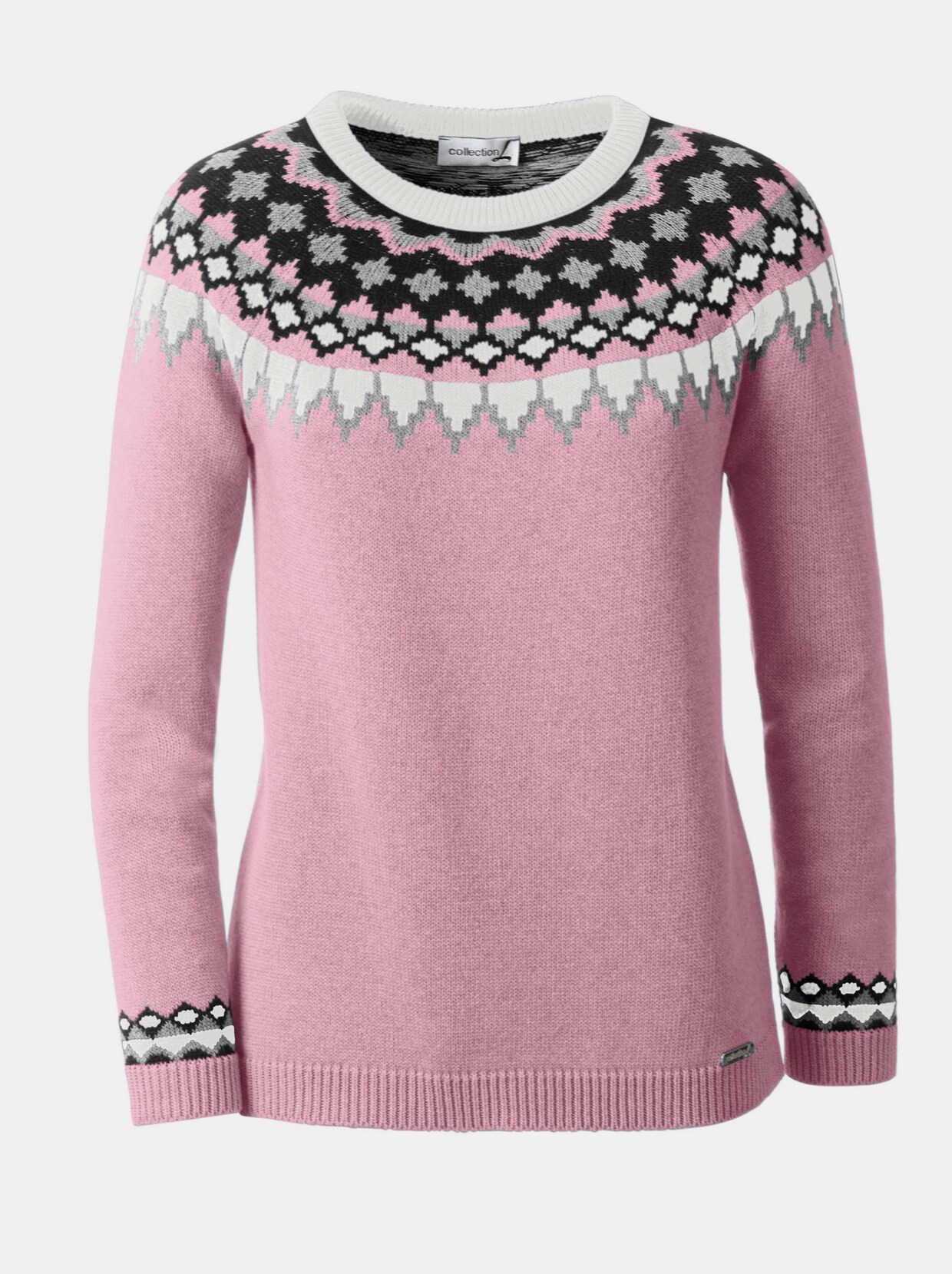 Pull en tricot - rose à motifs
