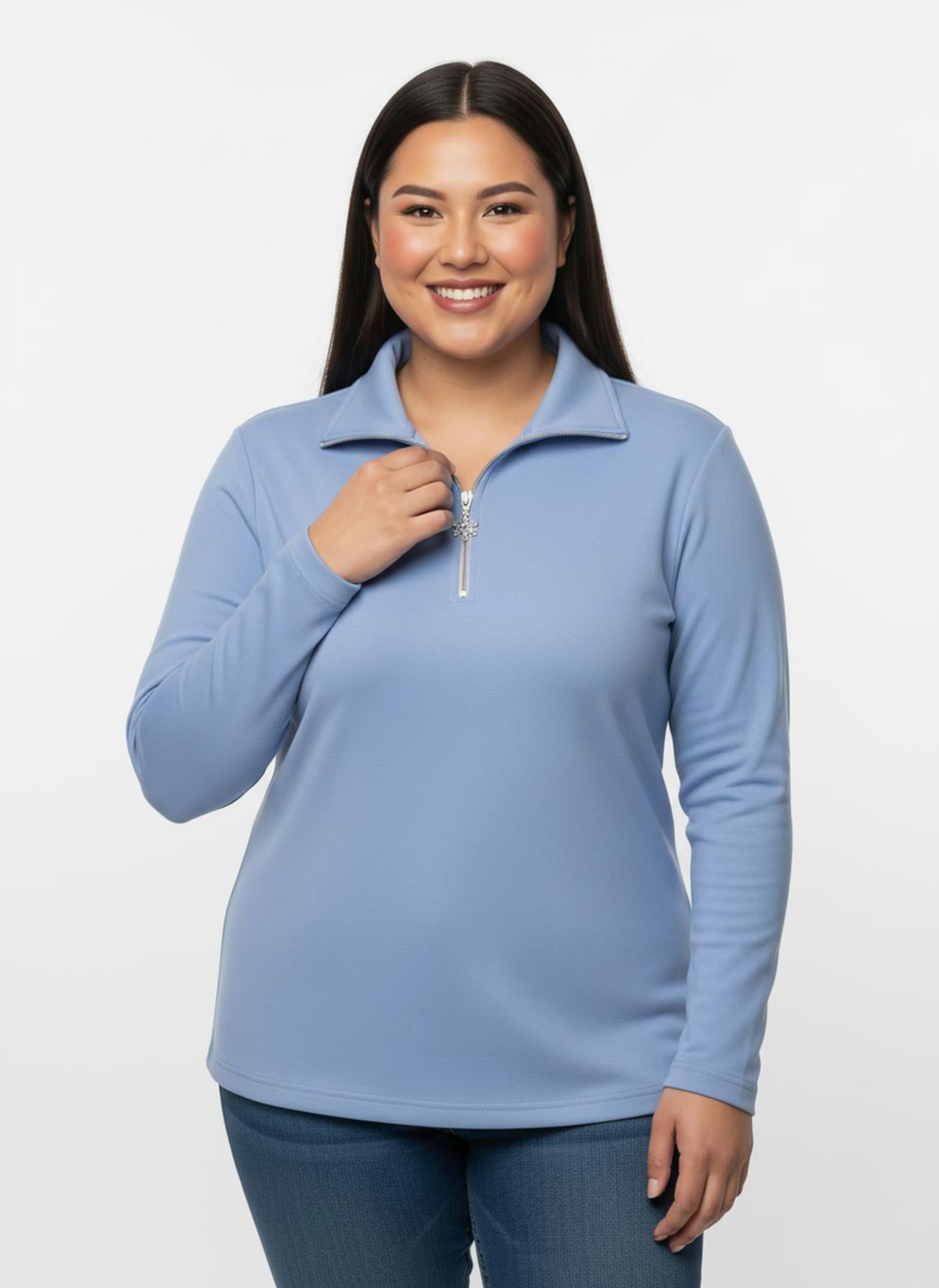 Langarmshirt mit Schneeflocken-Anhänger - bleu