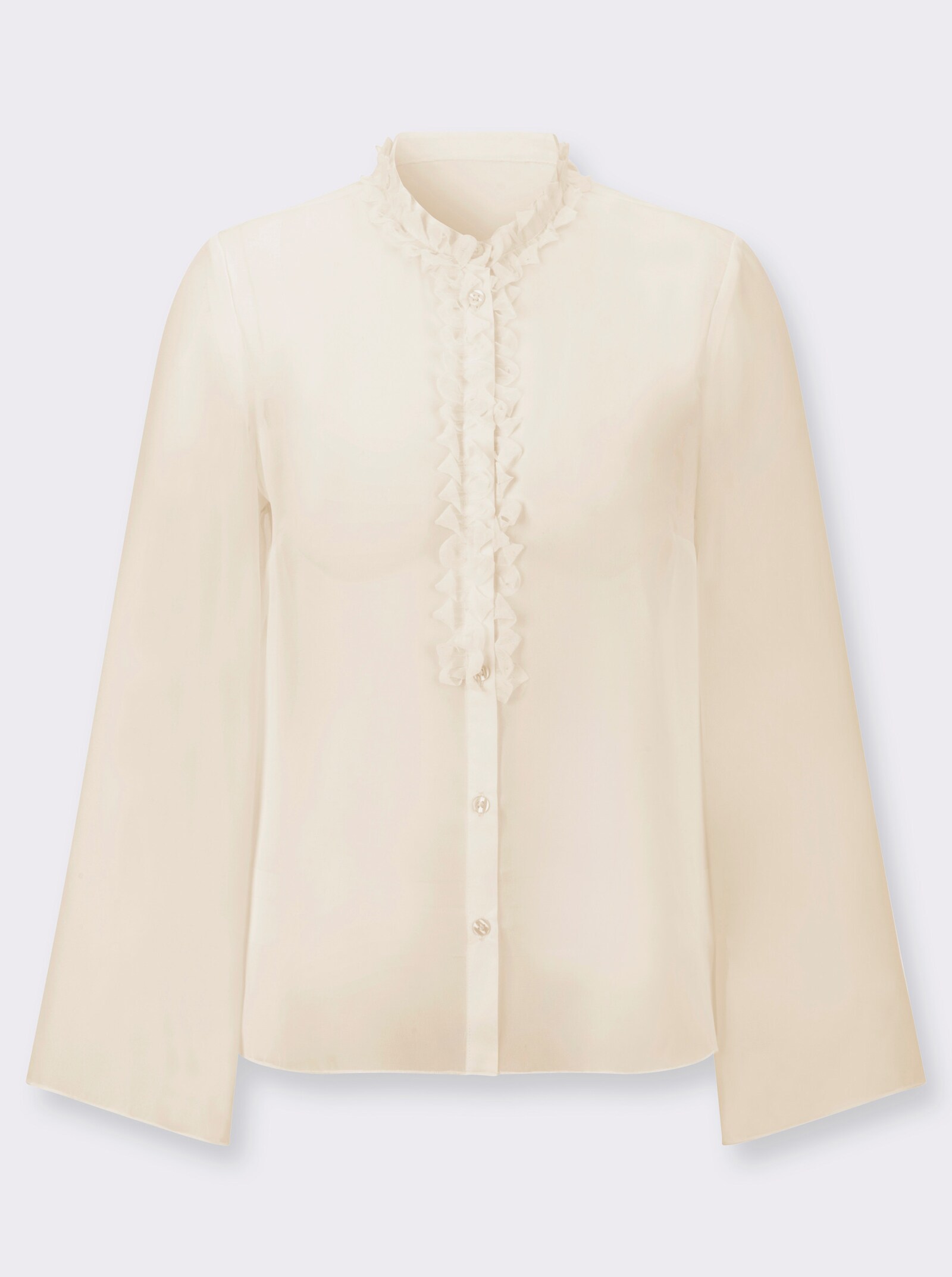 Langarm-Bluse aus duftigem Georgette - champagner