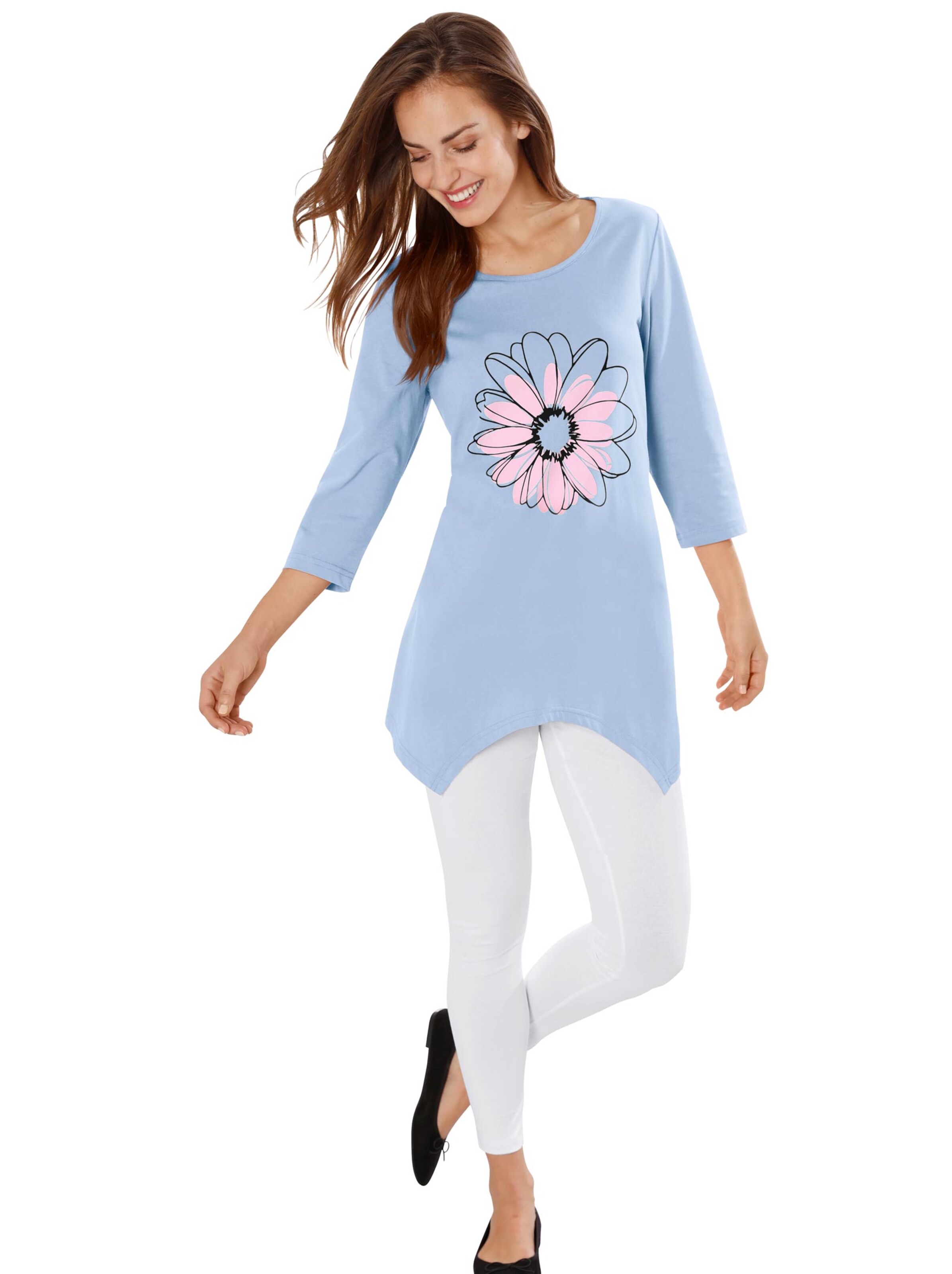 Longshirt - hellblau-bedruckt