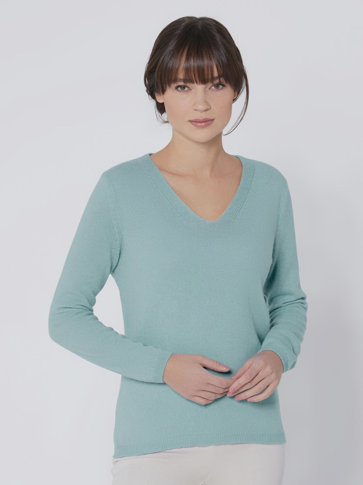 Creation L Premium Kaschmir-Pullover - aqua-meliert