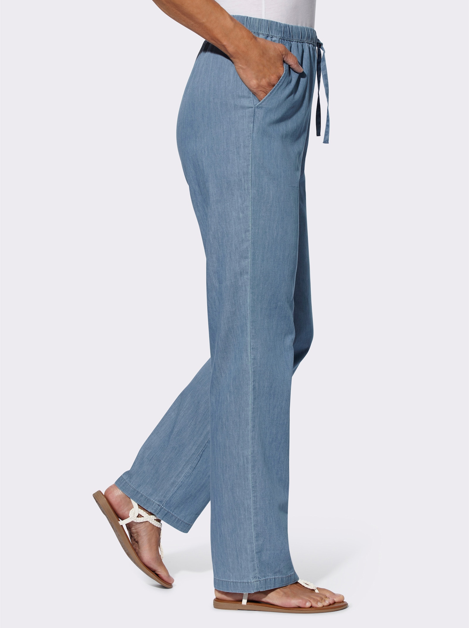 Džínsy, šir. nohavice - bielená modrá