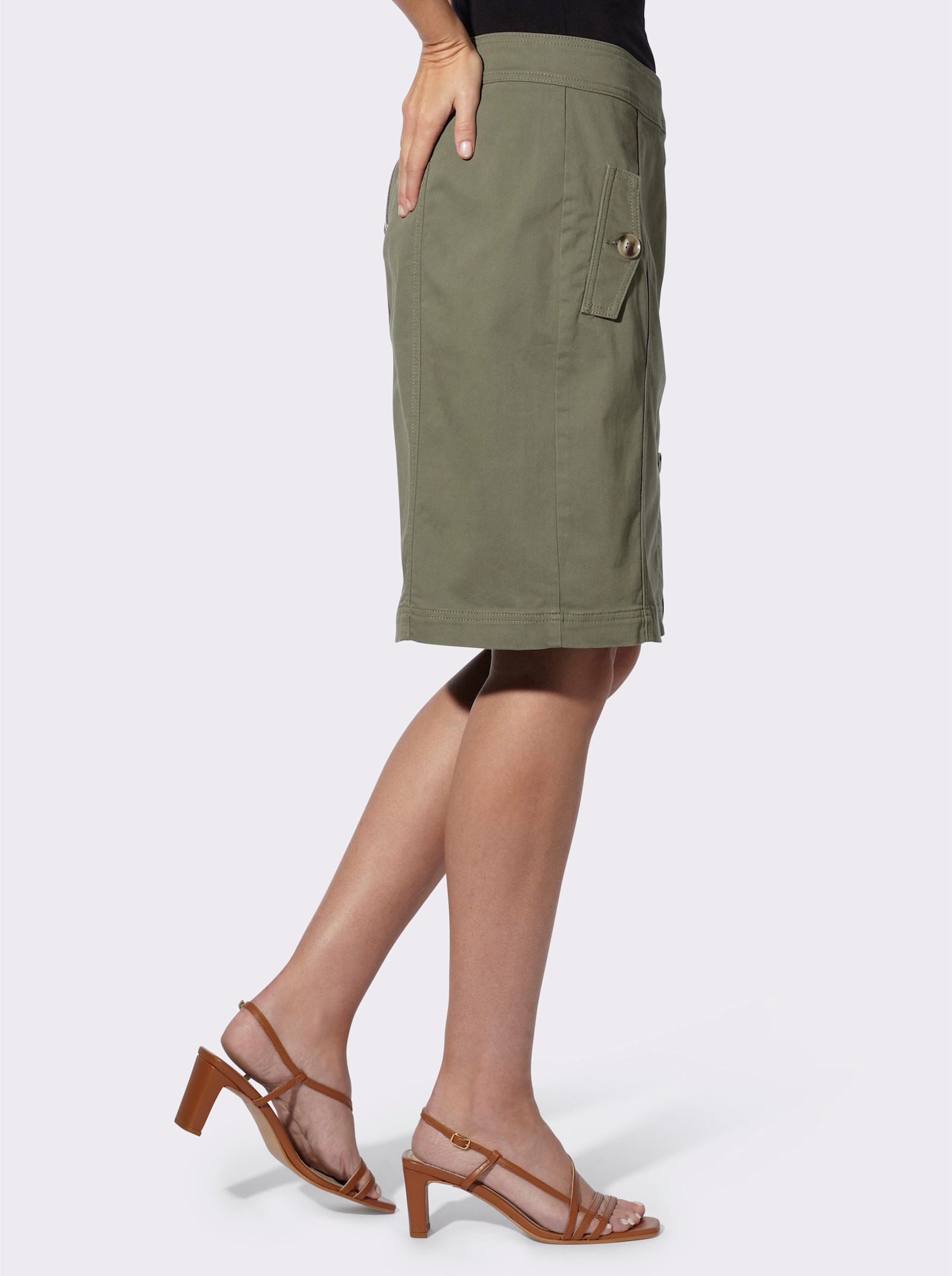 heine Jupe avec patte de boutonnage - kaki