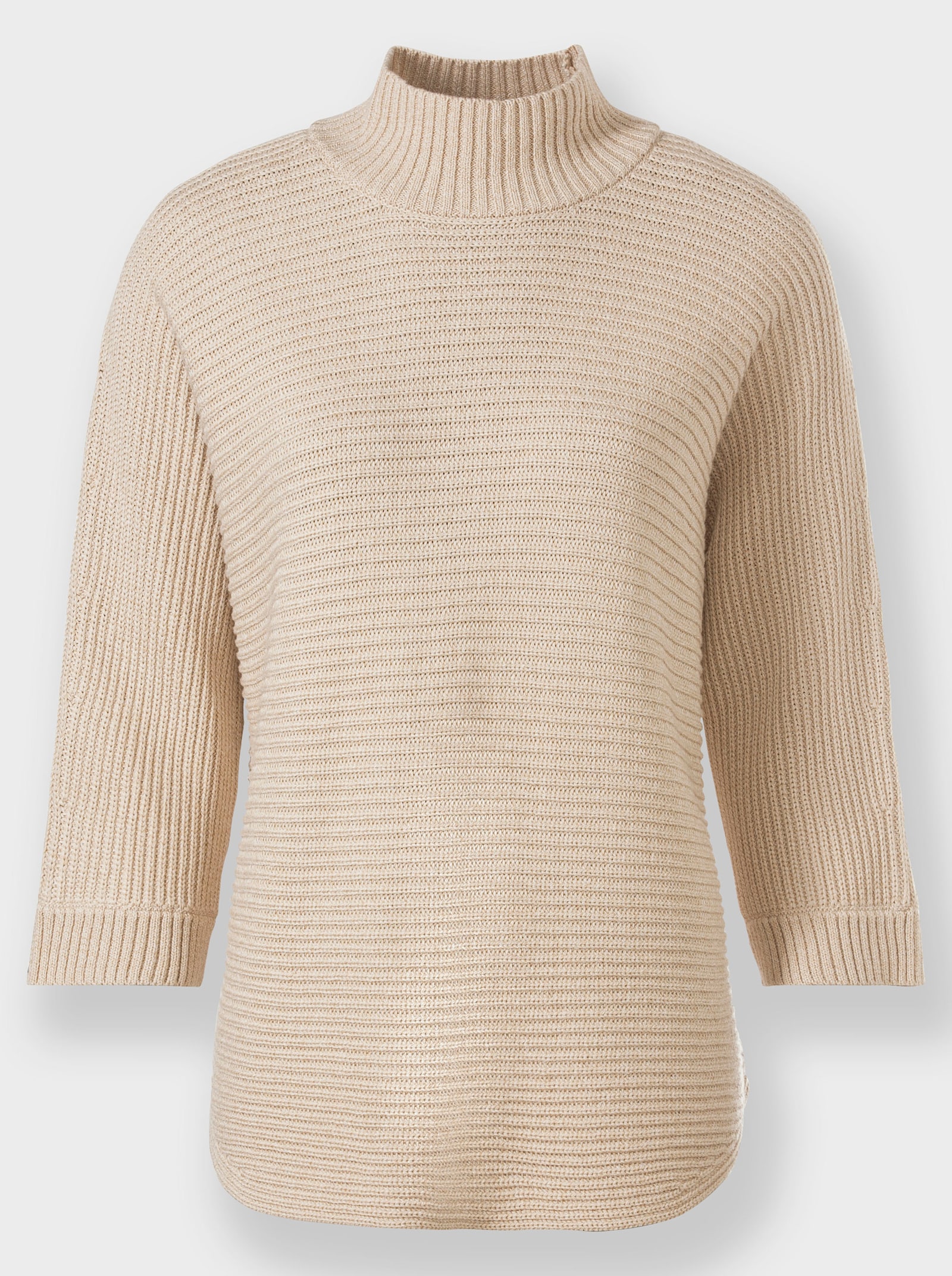 heine Pull à col montant avec tricot côtelé - beige chiné