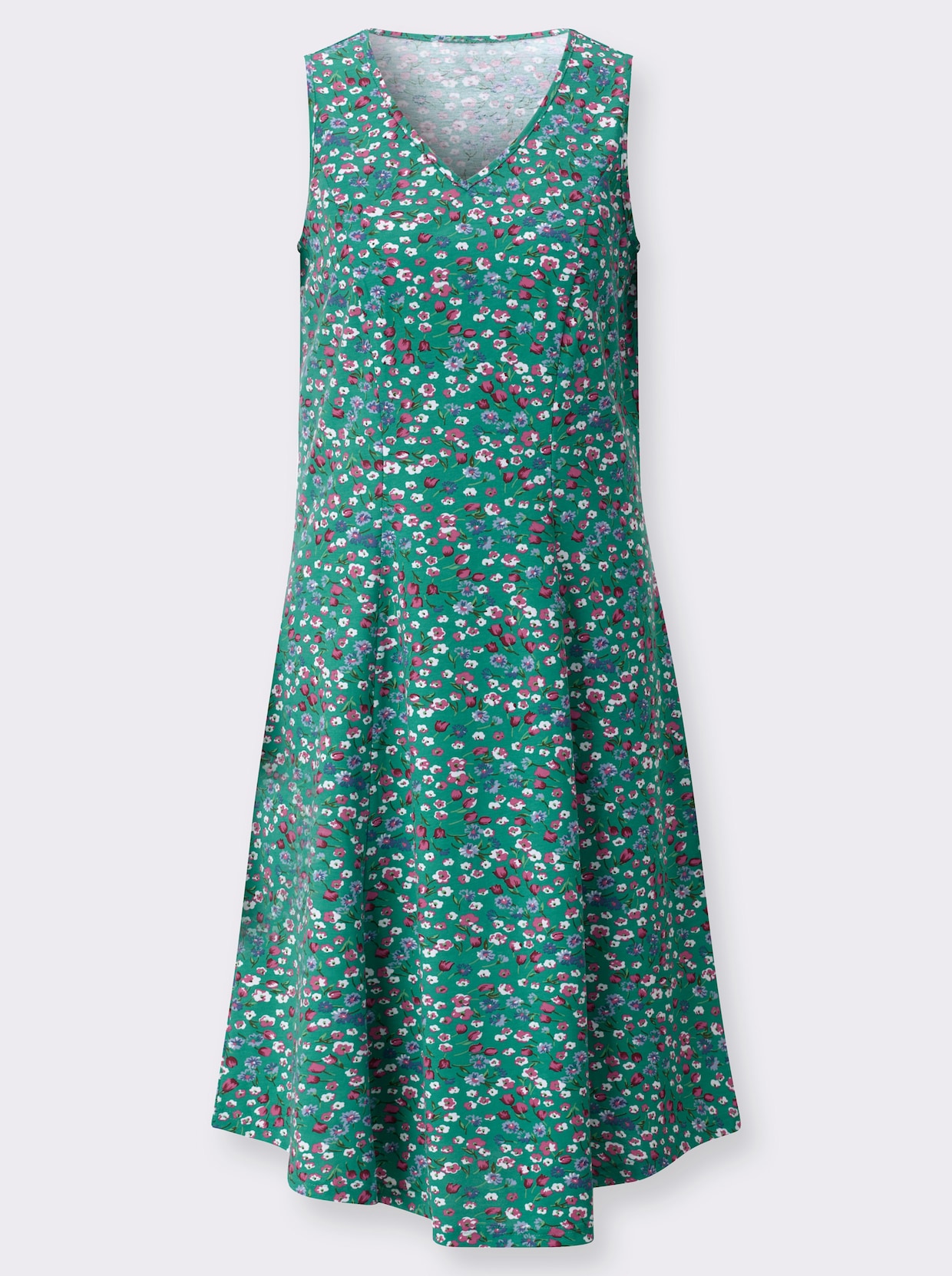 Sommerkleid - smaragd-fuchsia-bedruckt
