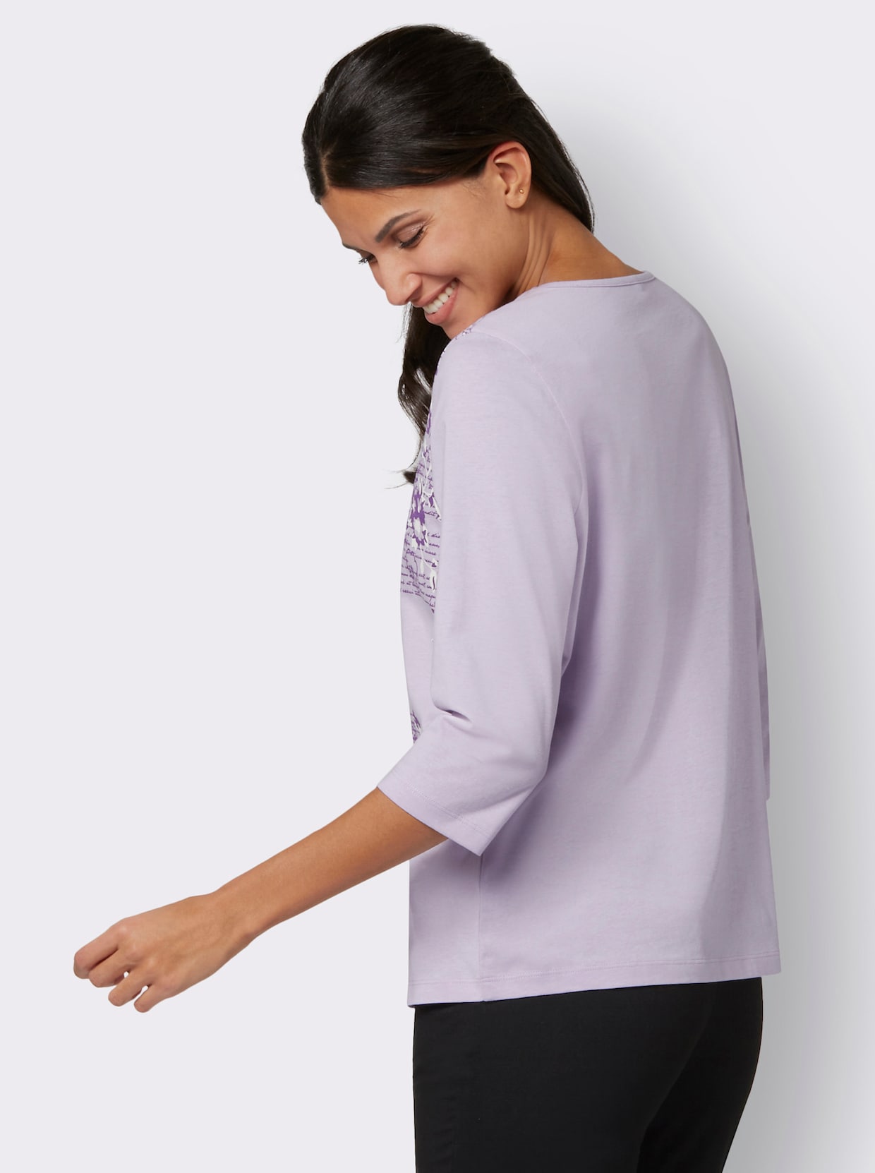 Shirt met ronde hals - lila/paars