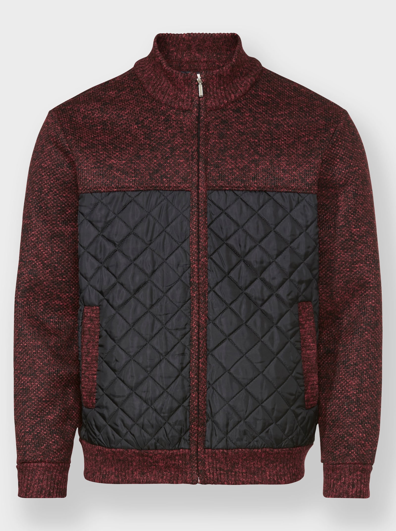 Marco Donati Strickjacke mit Fleece-Futter - bordeaux-meliert