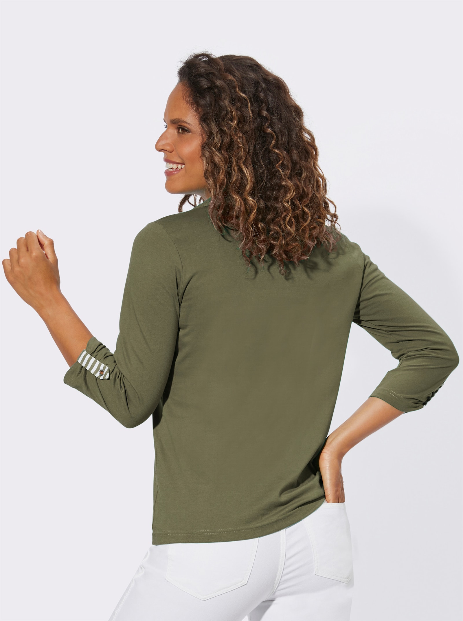 3/4-Arm-Shirt in 2-in-1-Optik - khaki