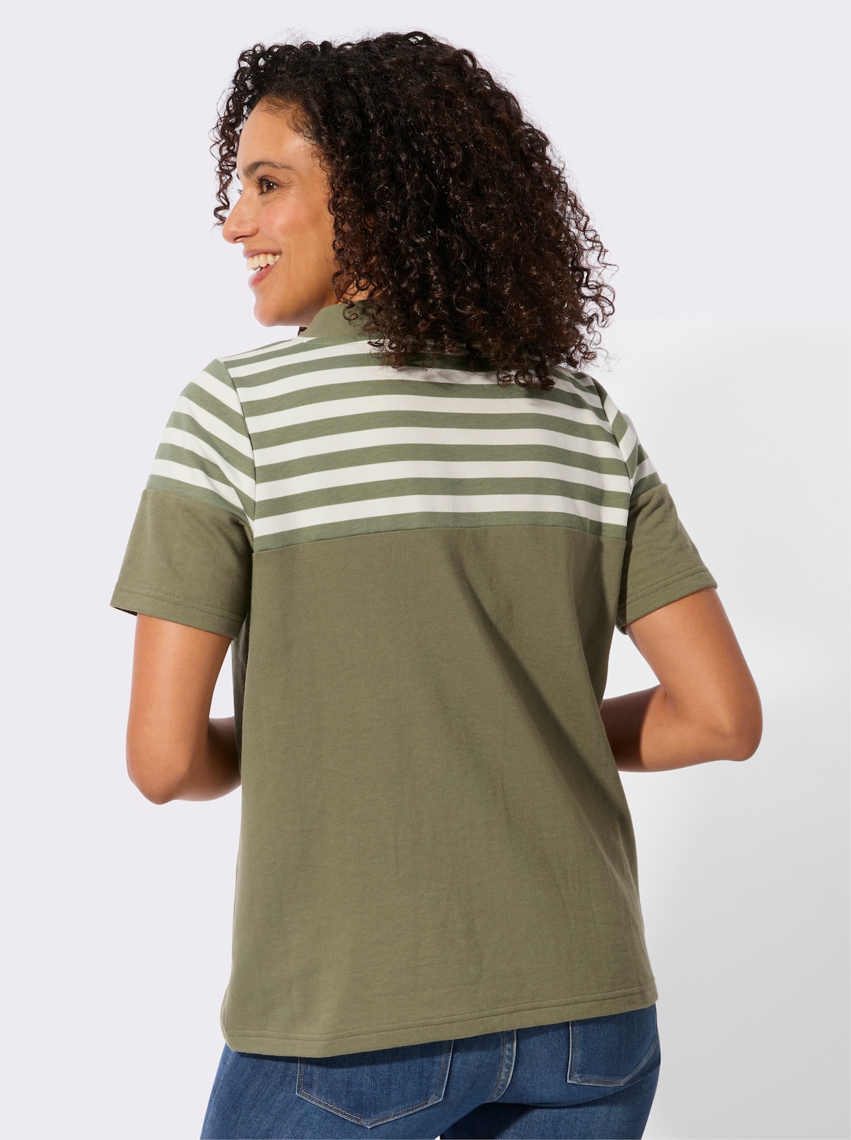 Sweatshirt mit platziertem Druckmuster - khaki-ecru