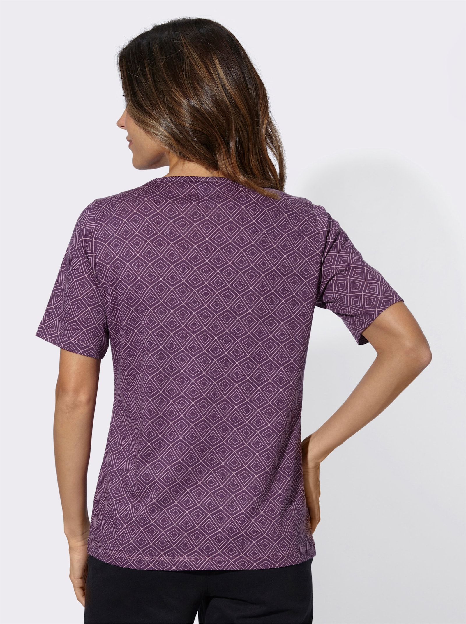 Freizeitshirt mit Grafik-Muster allover - traube-mauve-bedruckt