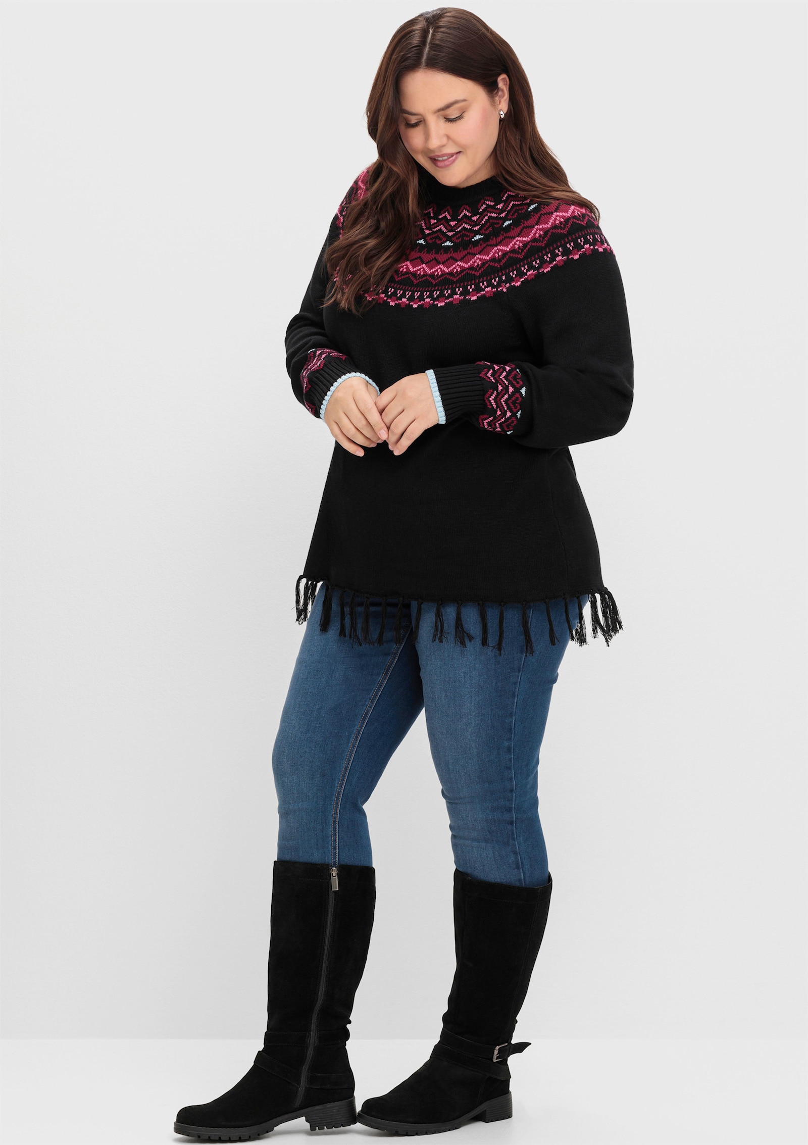 sheego Weitschaftstiefel mit Schnallenbändern - schwarz