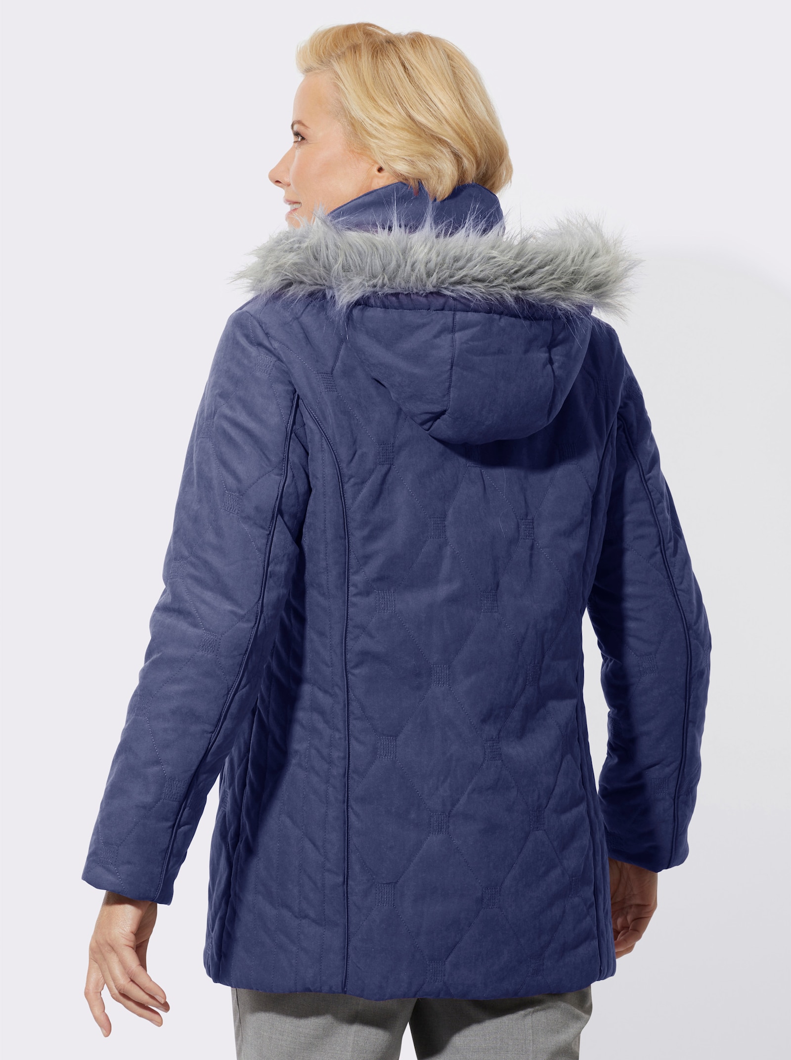 Jack met capuchon van fluweelzacht materiaal - marine