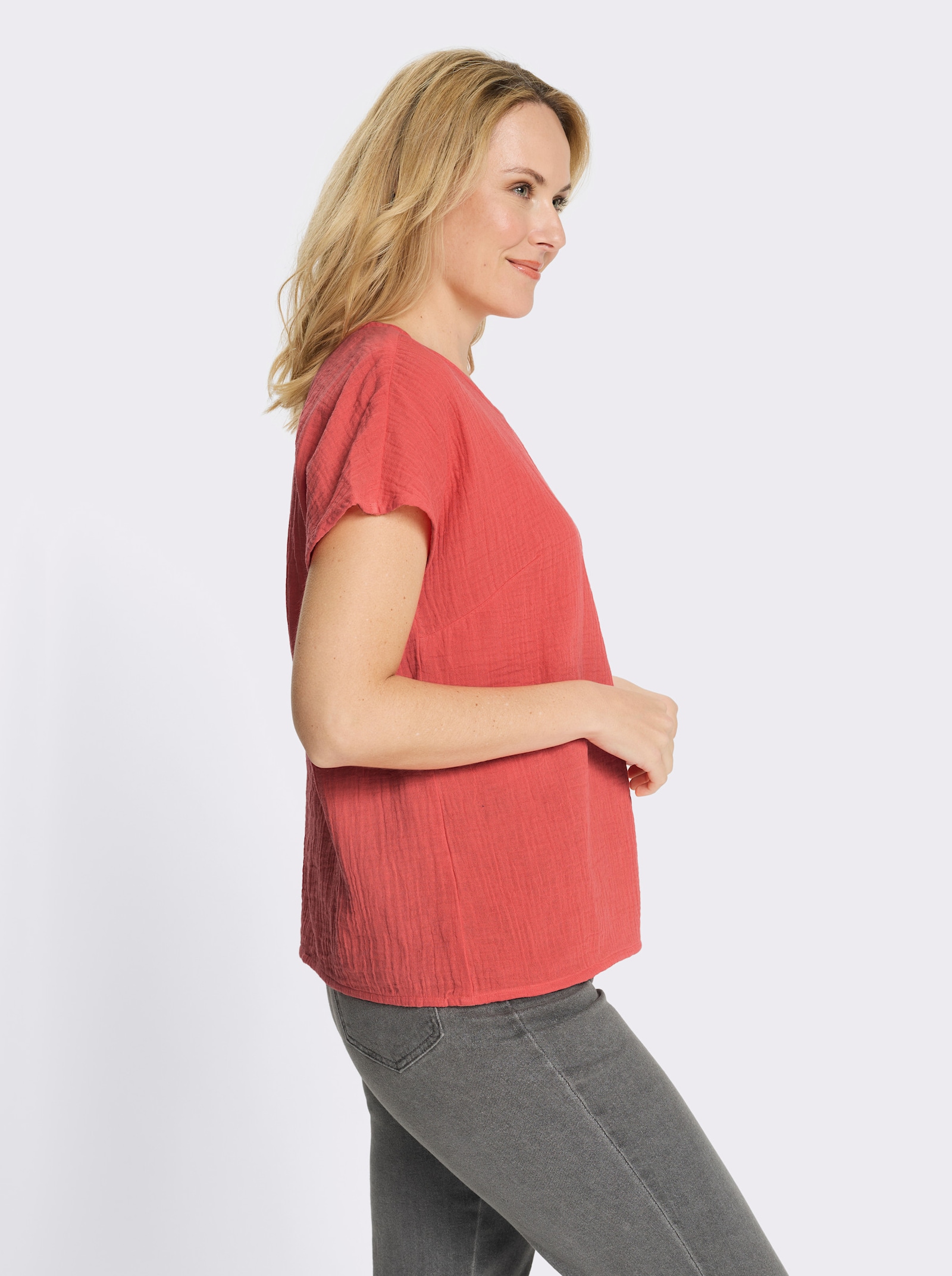 Schlupfbluse in Musselin-Qualität - grapefruit