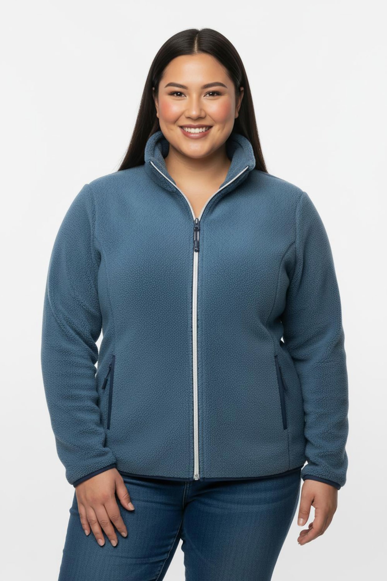 Fleecejacke mit Reißverschluss-Taschen - topas