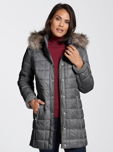 Steppjacke mit Reißverschluss-Seitenschlitzen - grau