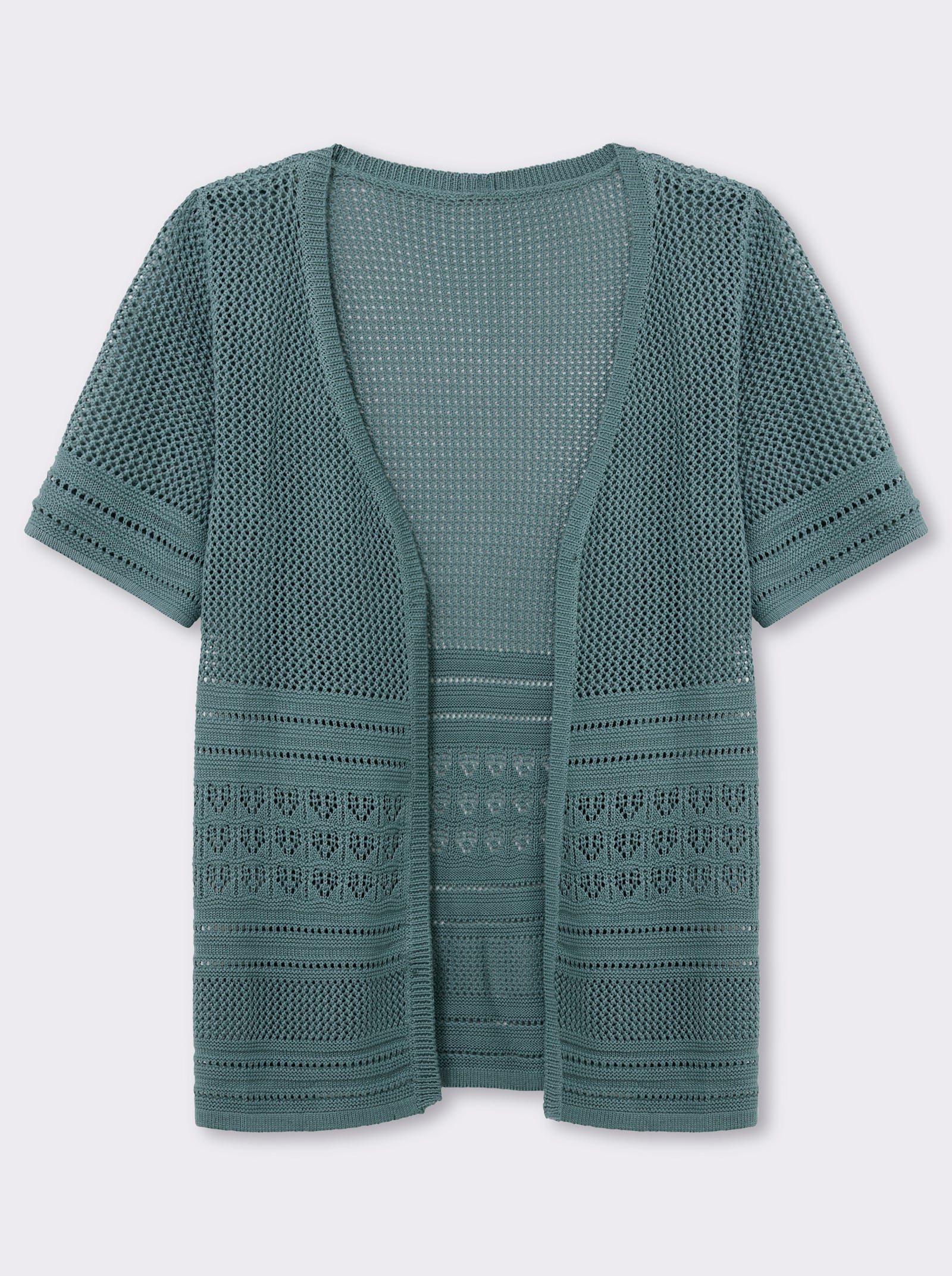 Strickjacke in Ajourstrick - jade