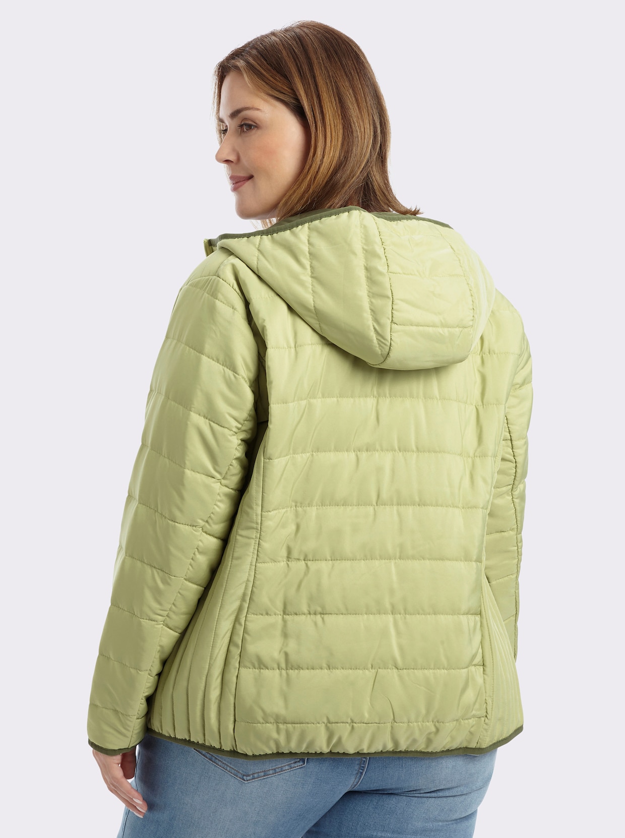 Steppjacke mit Kontrast-Paspeln - lindgrün-khaki