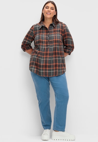 Tunika aus Flanell, kariert - kupferfarben-kariert