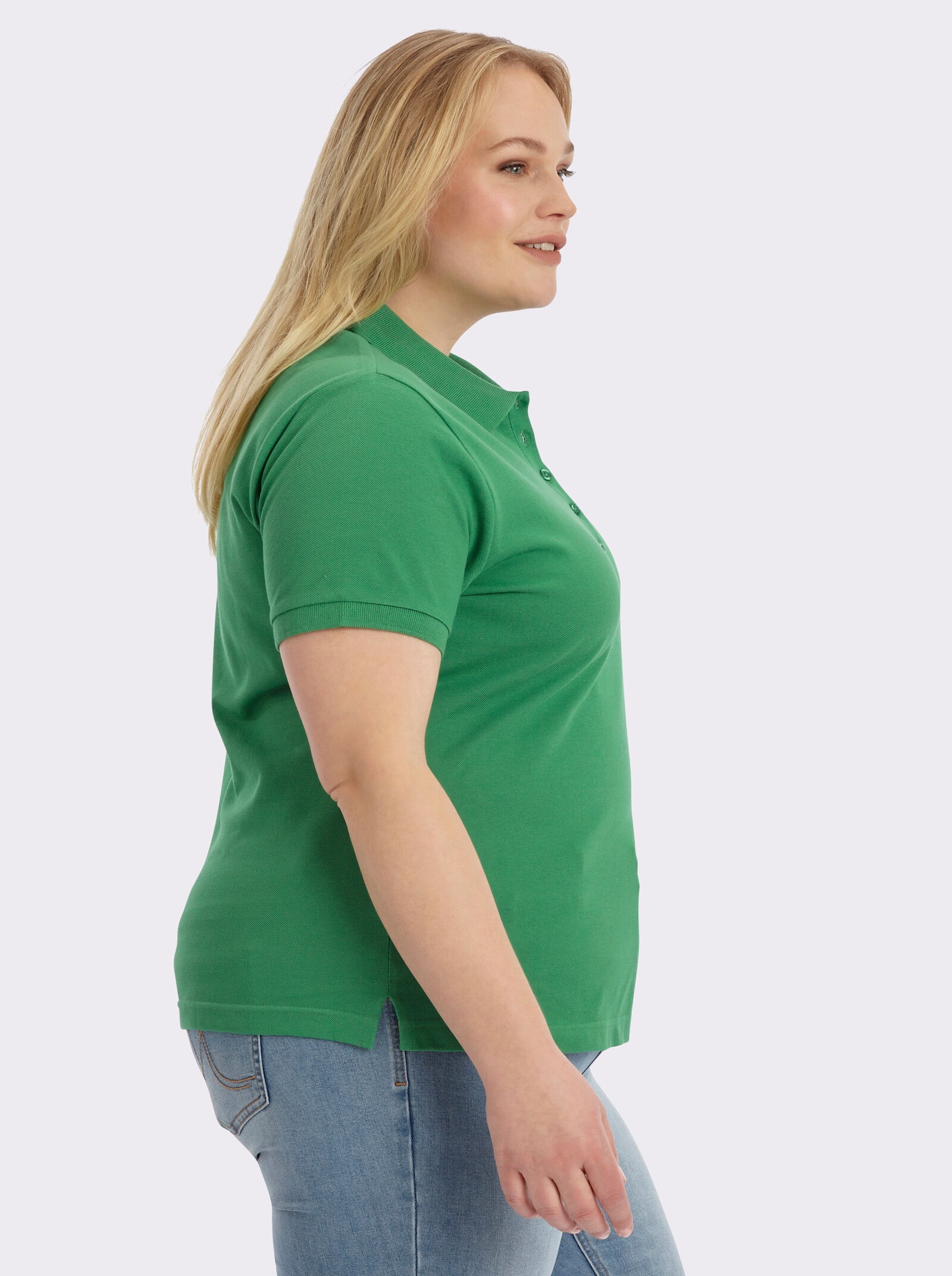 Poloshirt mit Seitenschlitzen - grün