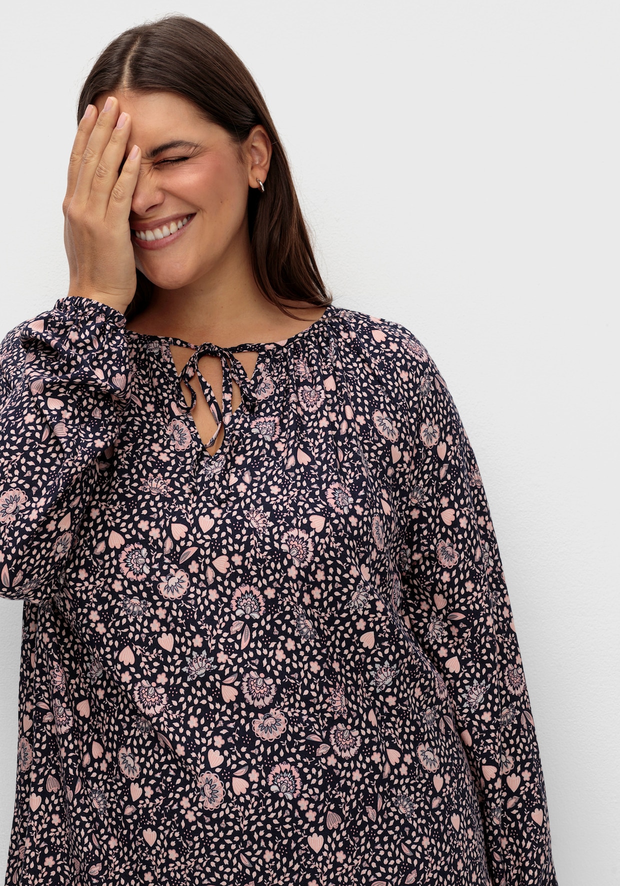 Tunika im floralen Verlaufsmuster - marine-rosenholz-bedruckt