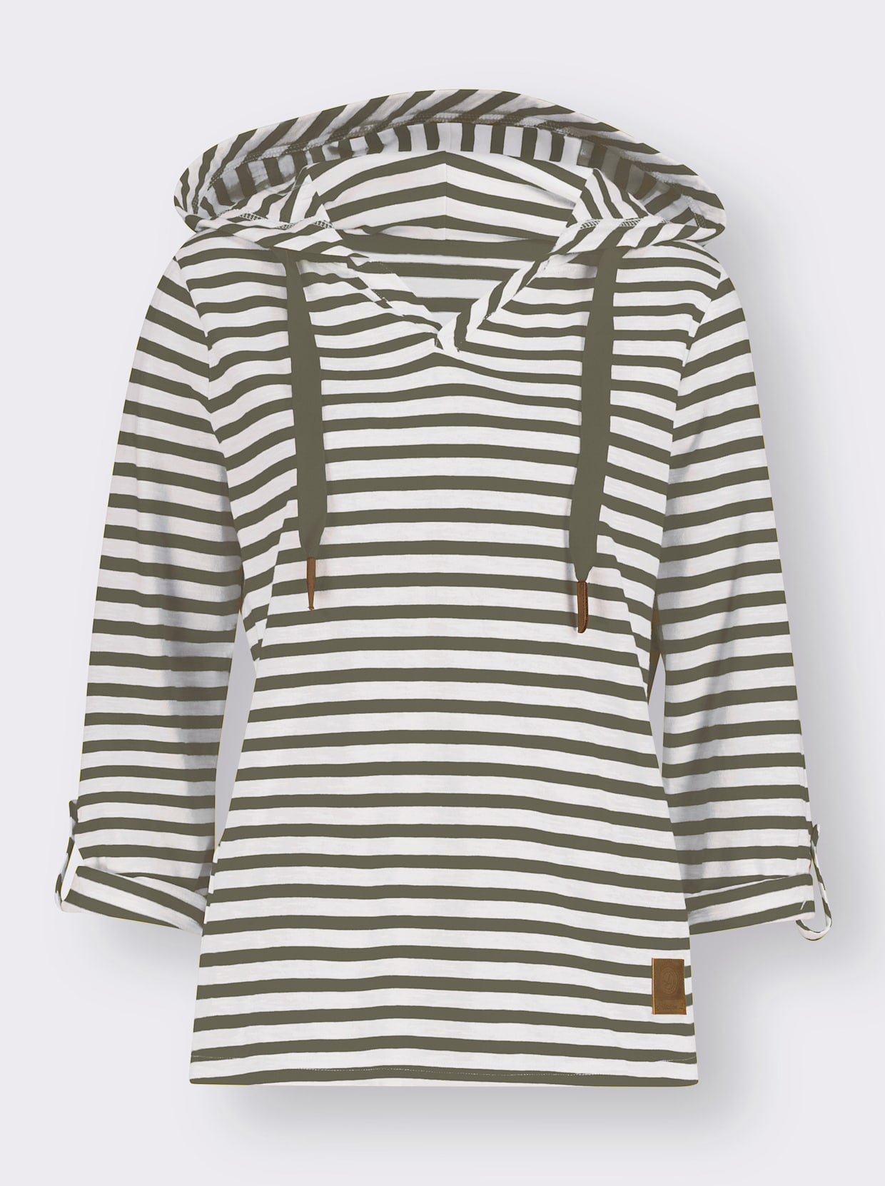 Streepjesshirt - kaki/ecru gestreept