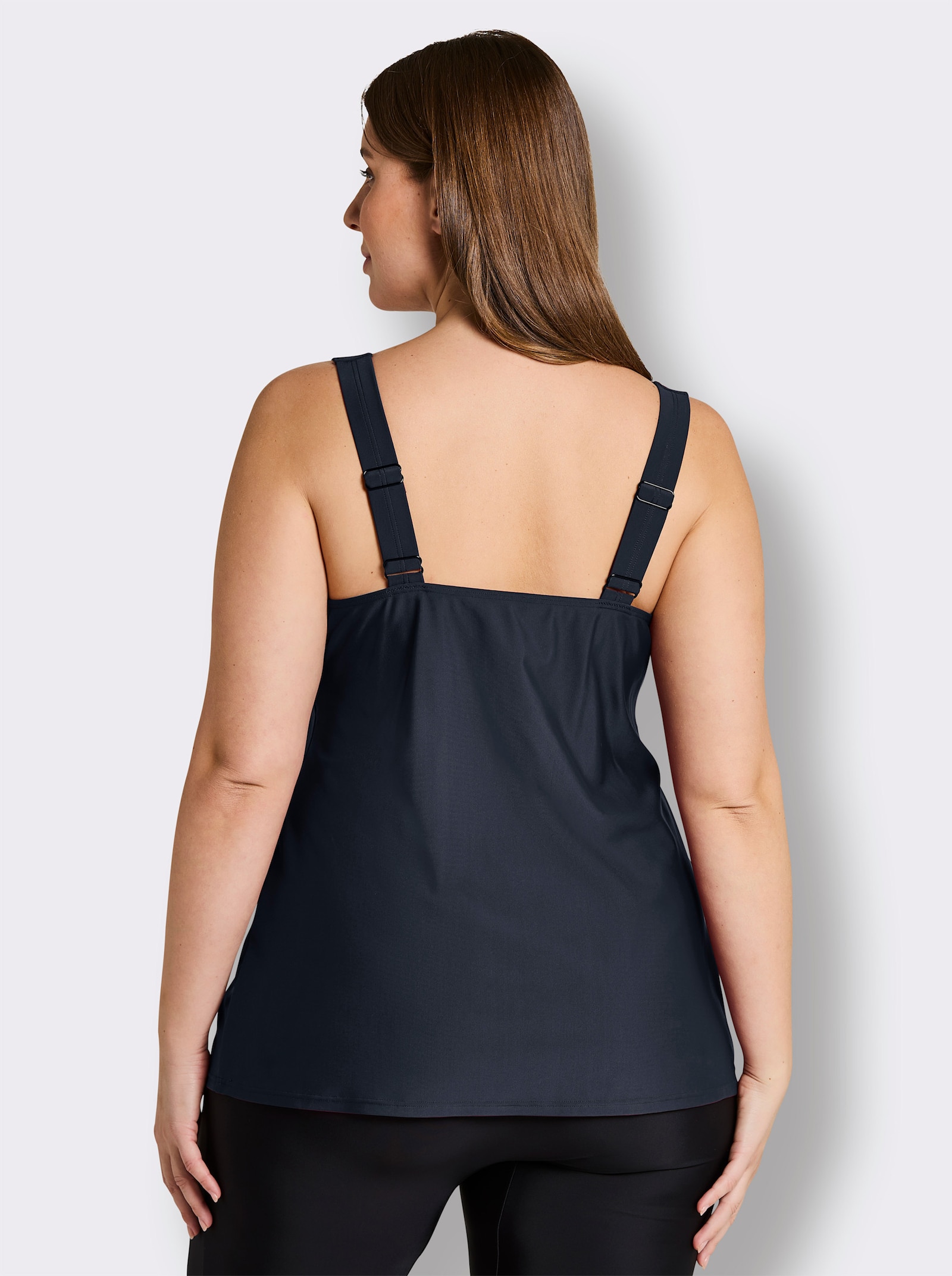 sheego Tankini-Oberteil mit Karree-Ausschnitt - tiefblau