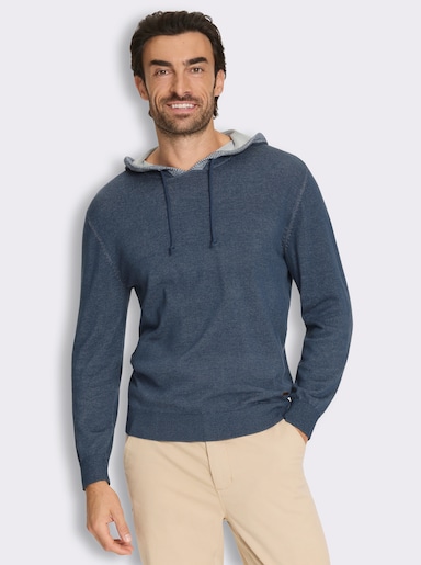 Marco Donati Kapuzenpullover mit 50% Baumwolle, meliert - dunkelblau