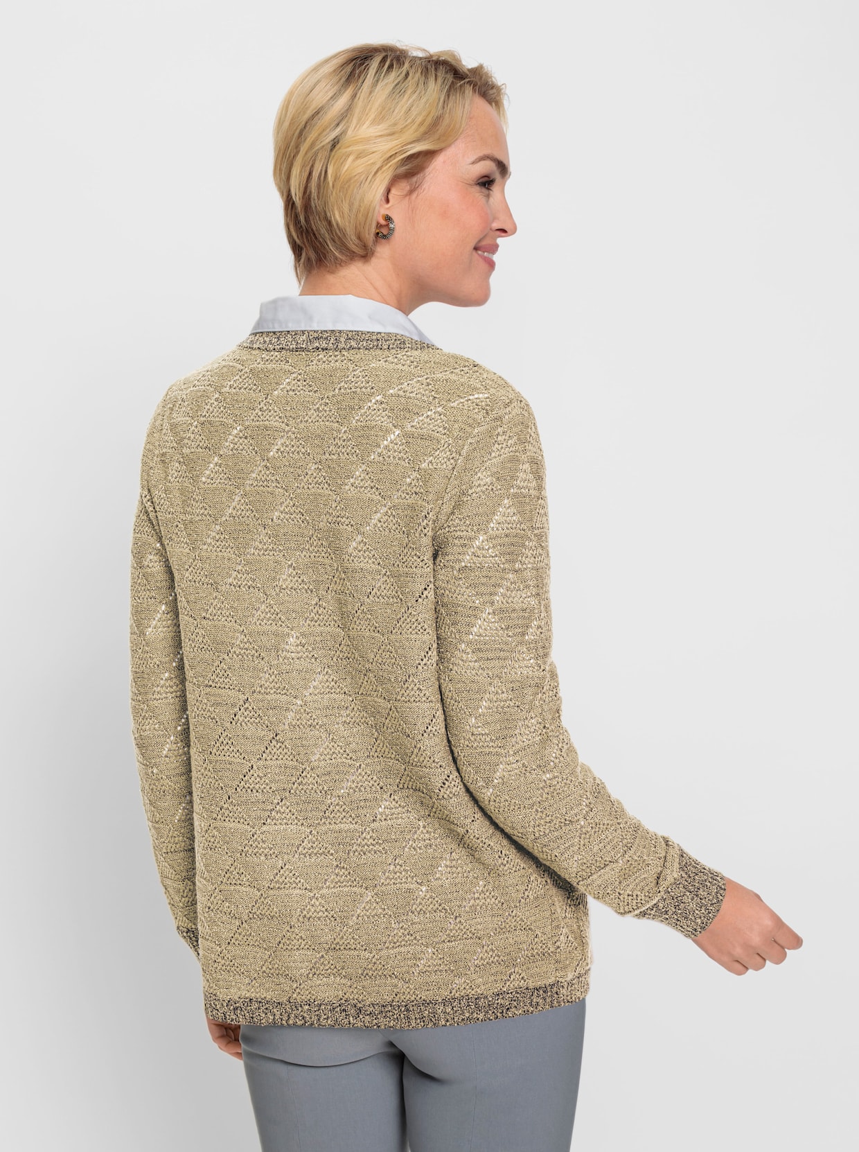 Vest - vanille/beige gedessineerd