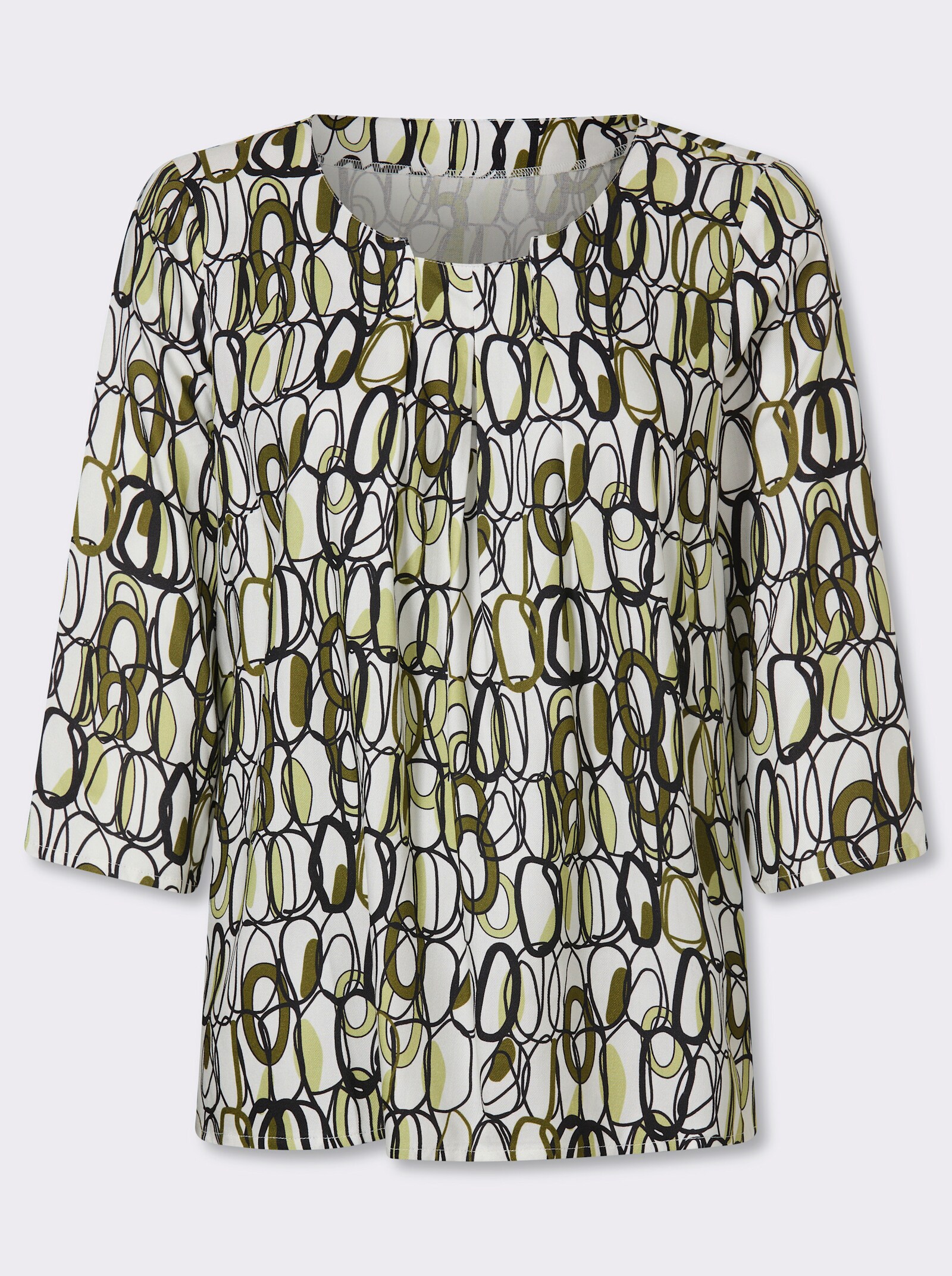 heine Druckbluse mit 3/4-Arm - schwarz-ecru-bedruckt