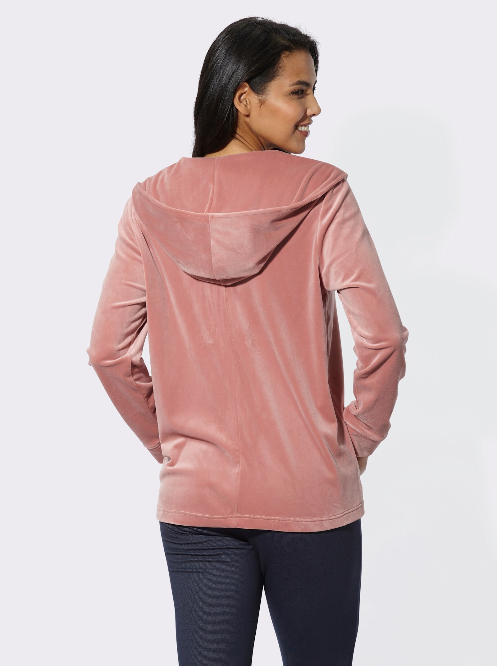 Nickijacke in offener Form - rosenholz
