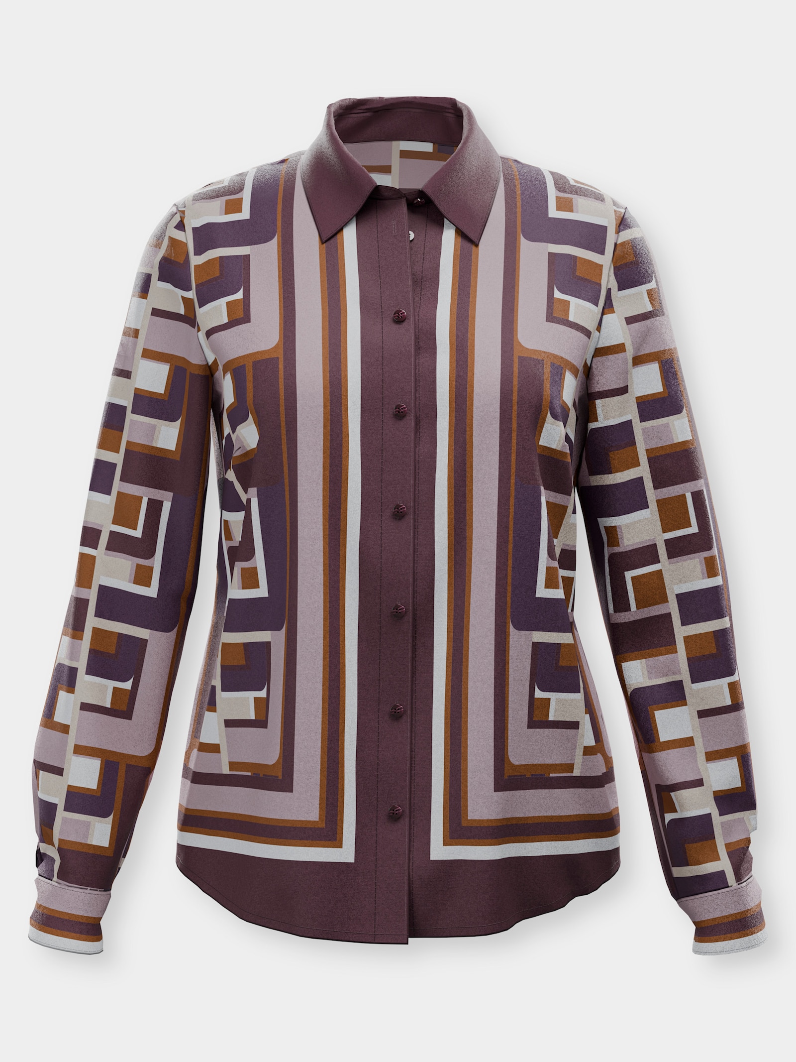 heine Druckbluse mit Grafik-Dessin - burgund-mauve-bedruckt