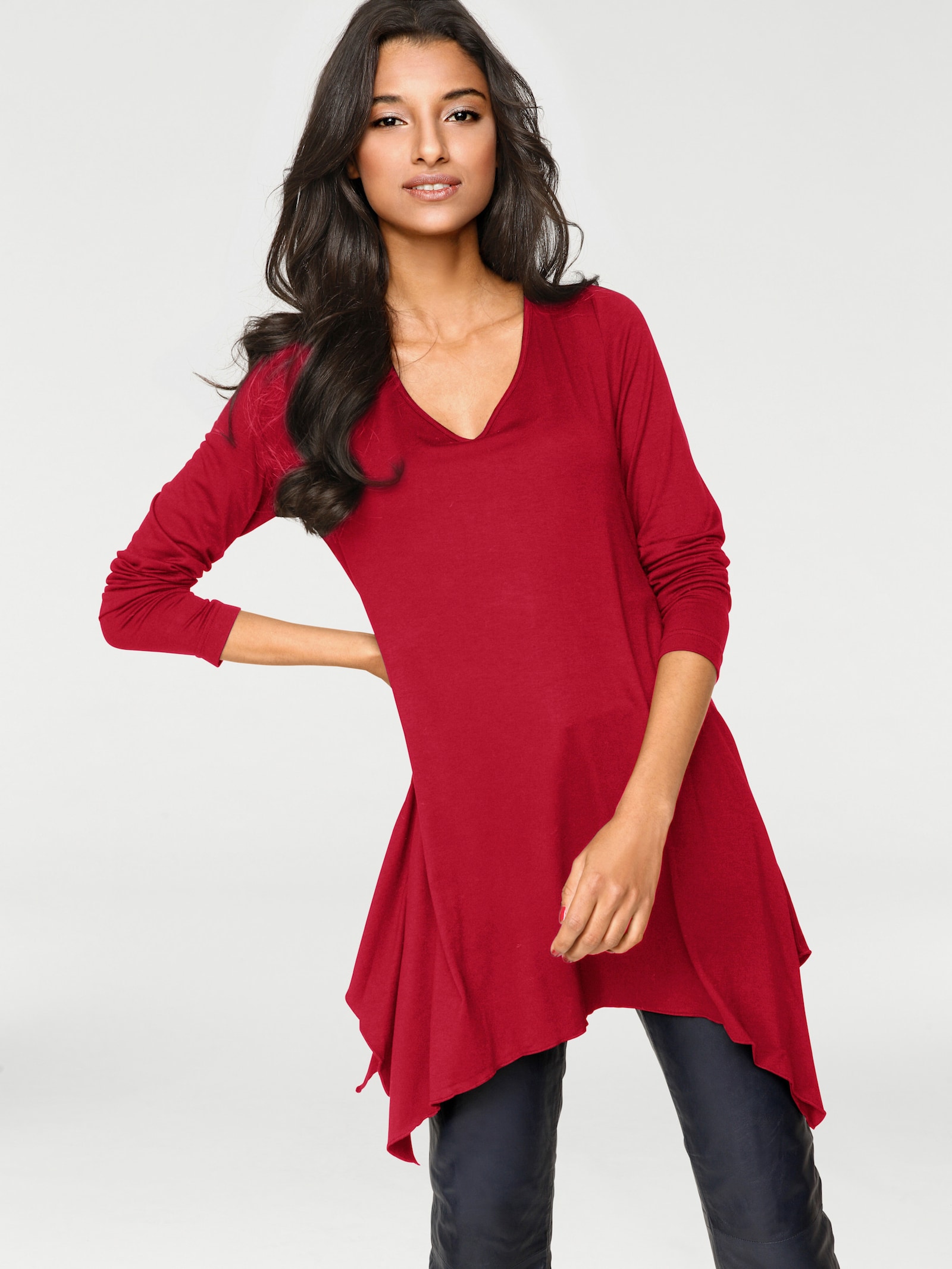 heine Longshirt im Zipfel-Look - rot