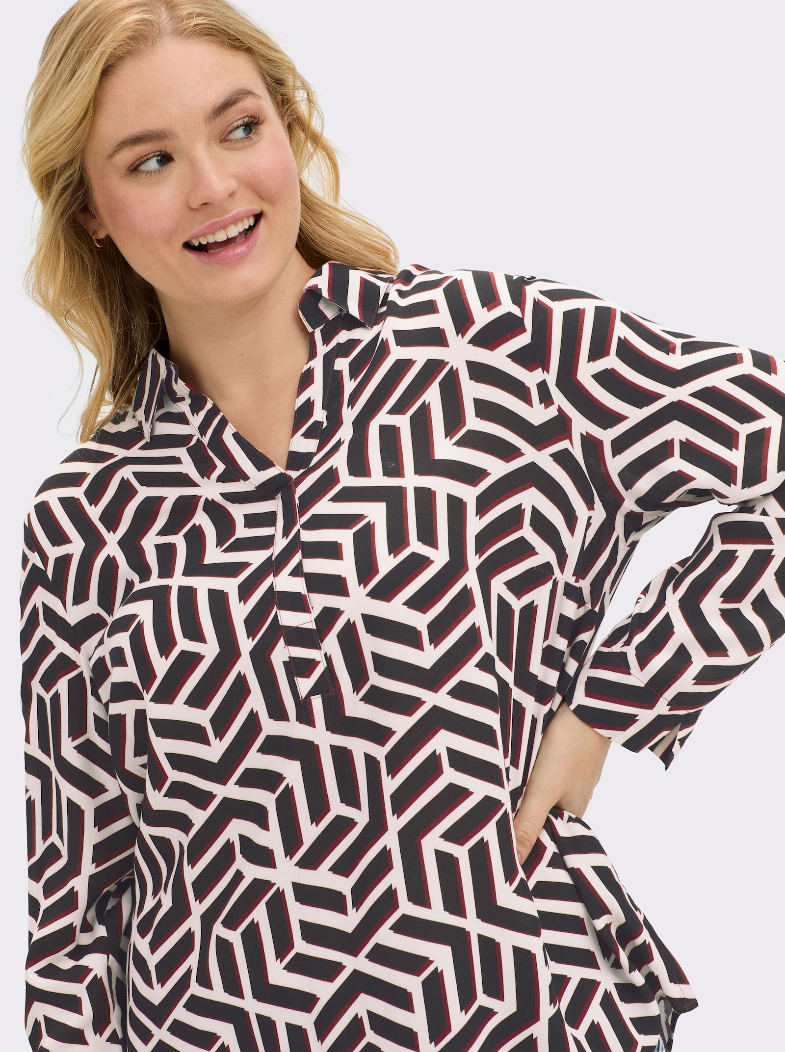 sheego Tuniek met grafische print rondom - zwart/ecru geprint
