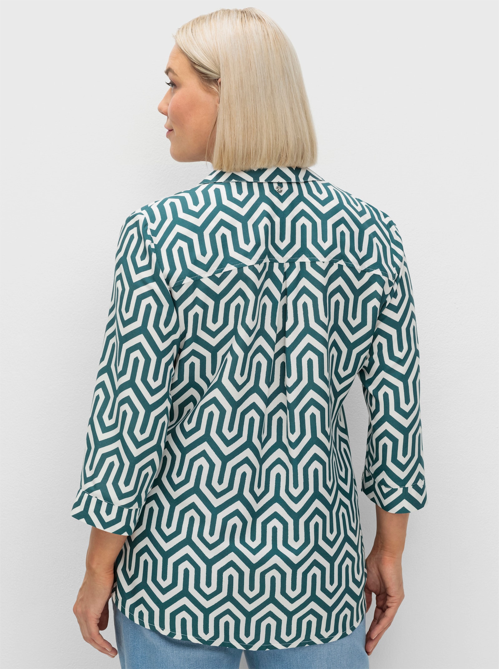 sheego Tunika mit grafischem Alloverprint - petrol-gemustert