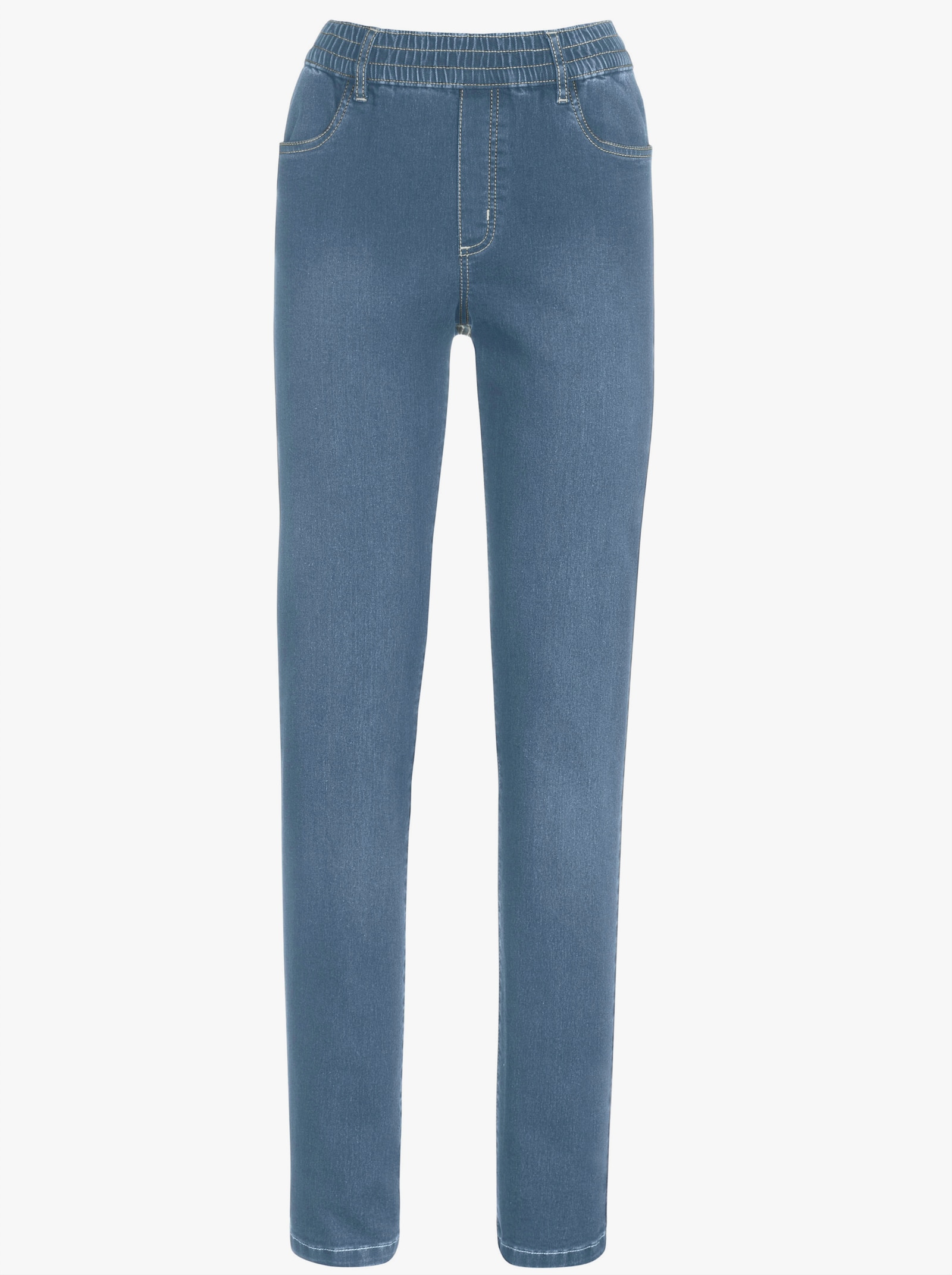 High-waist-Jeans mit hohem Rundum-Dehnbund - blue-bleached