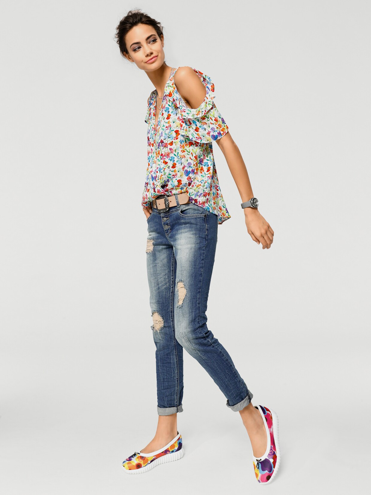 heine Druckbluse - weiß-bunt