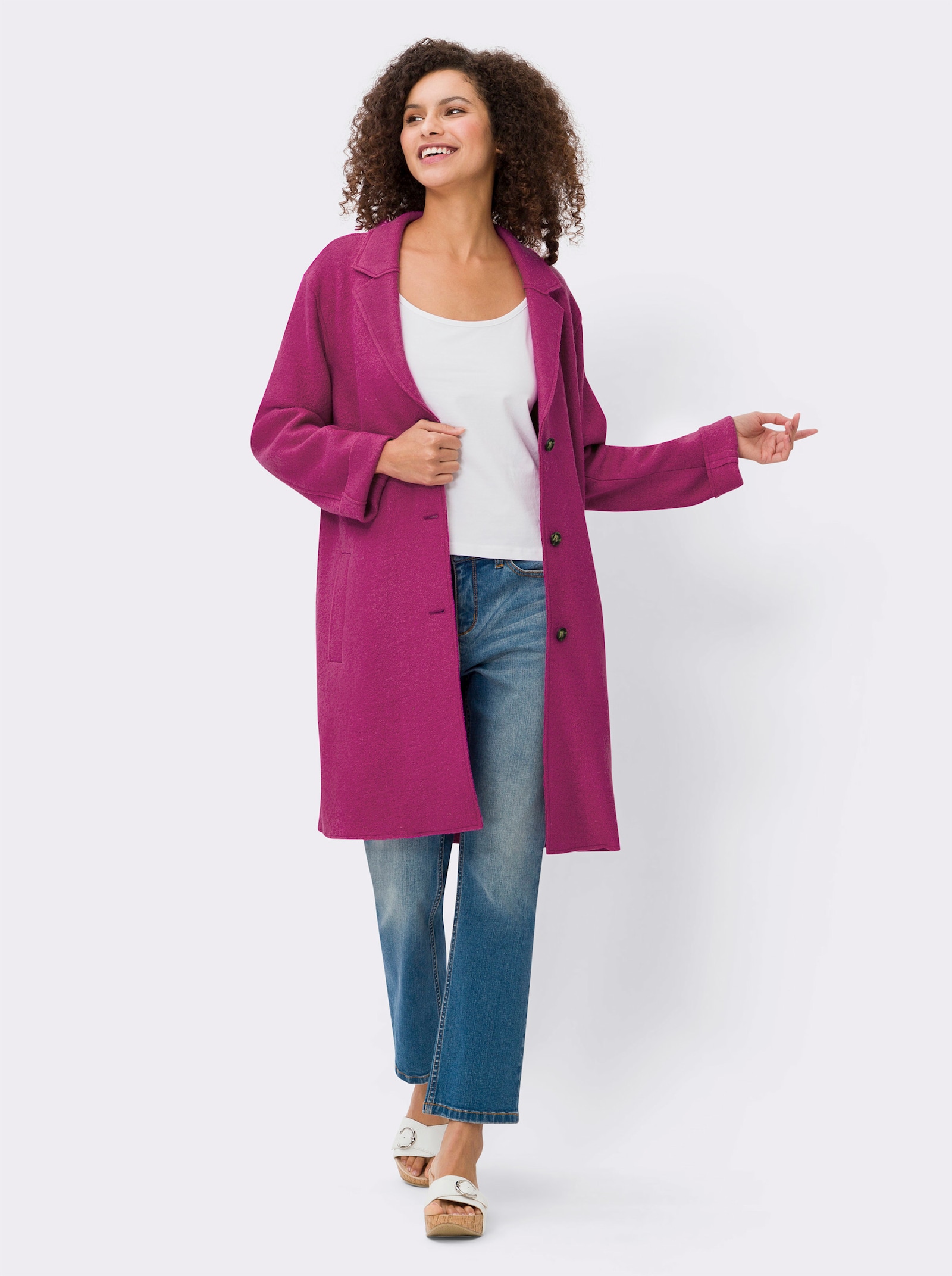 heine Kurzmantel mit offenen Kanten - magenta