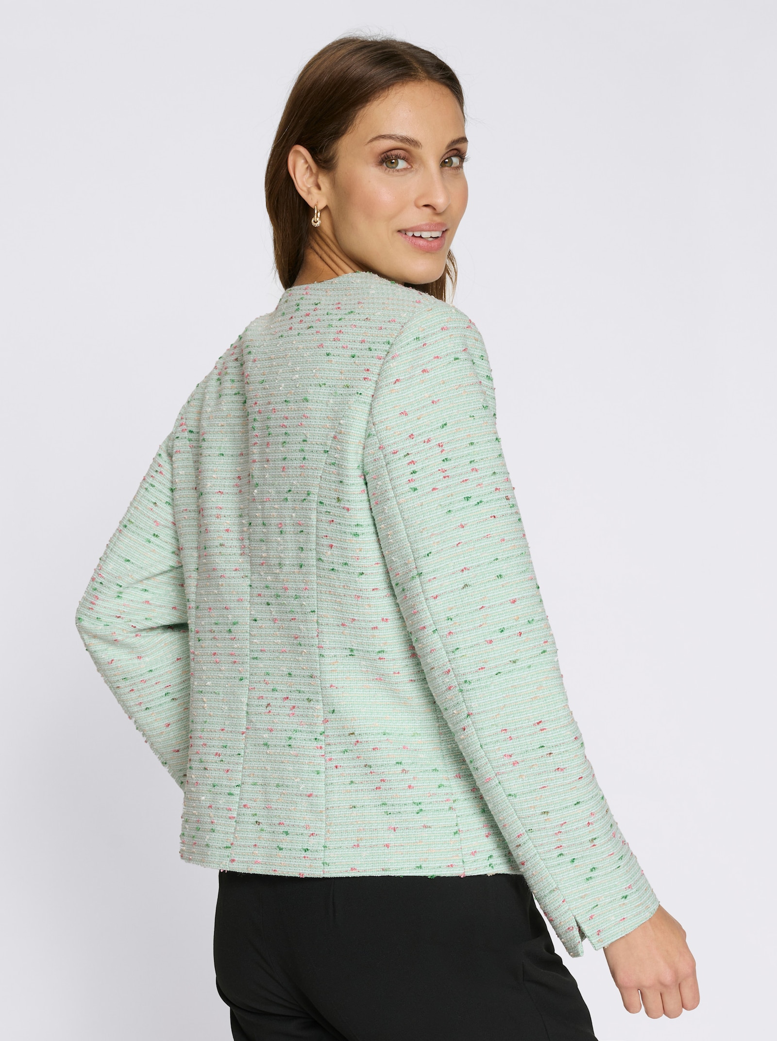 Bouclé-Blazer mit aufgesetzten Taschen - kalkmint-meliert