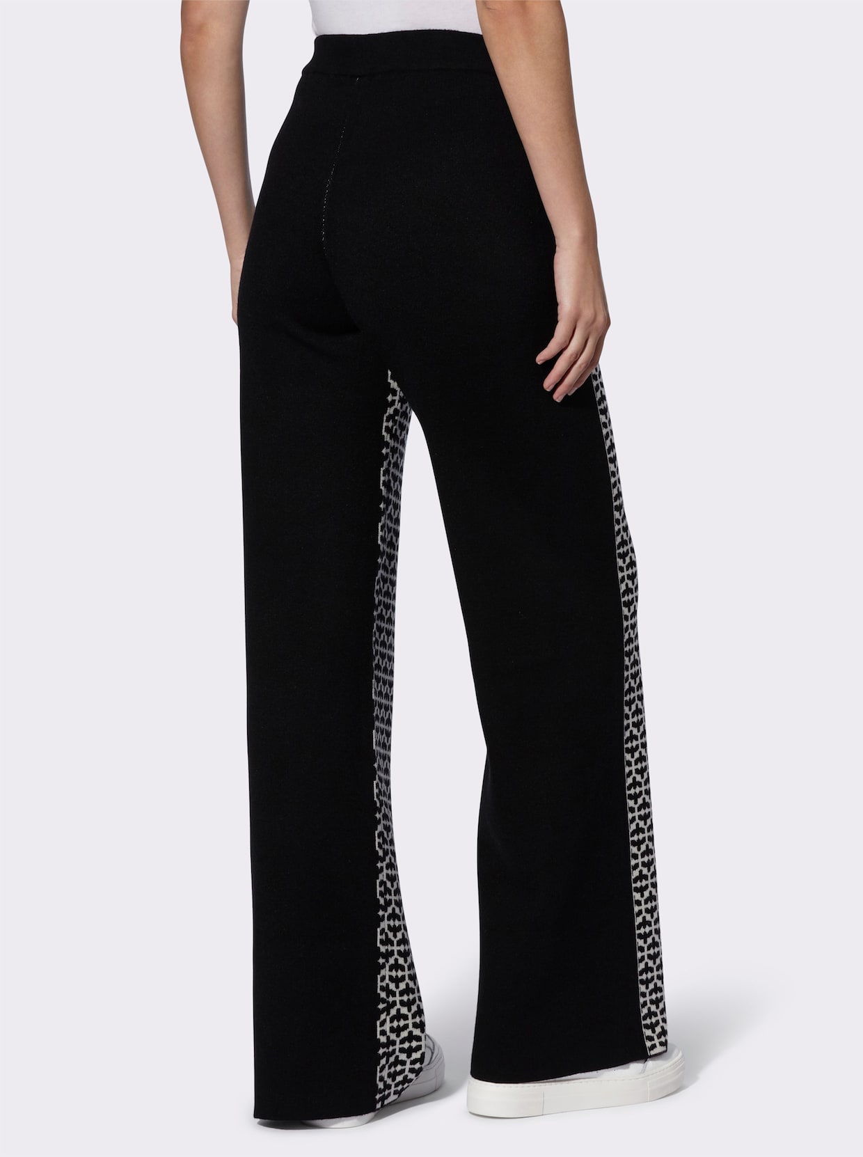 heine Broek van tricot - zwart/ecru gedessineerd