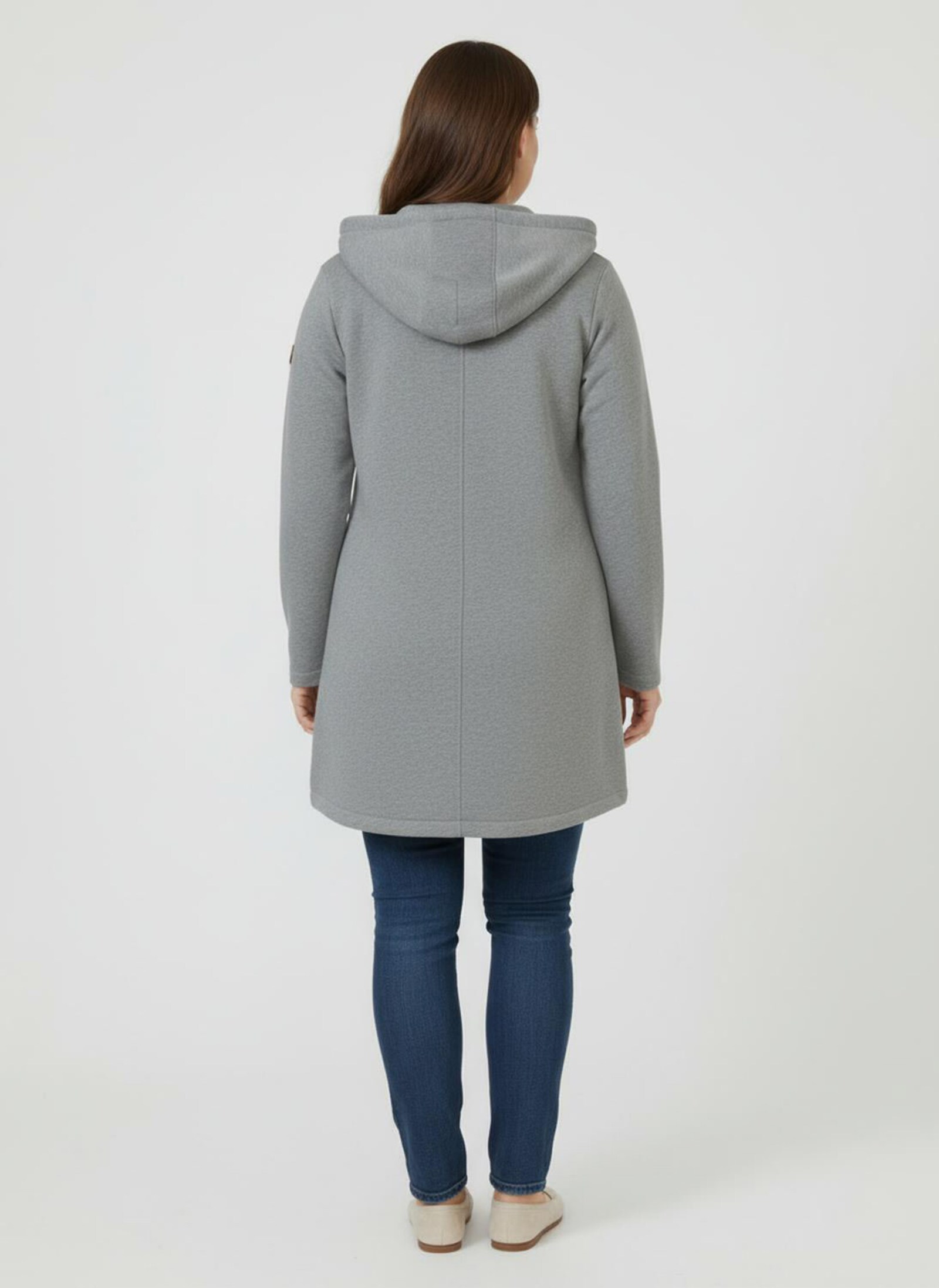 Sweatjacke mit 2-Wege-Reißverschluss - steingrau-meliert