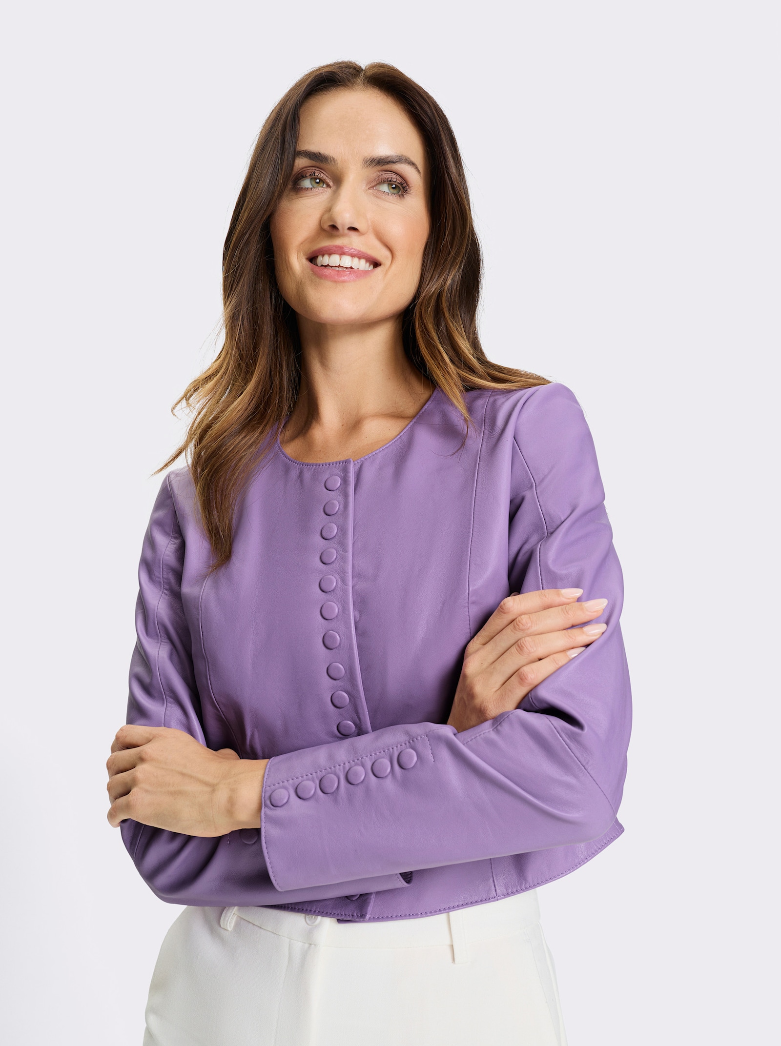 heine Veste en cuir d'agneau nappa - lavande