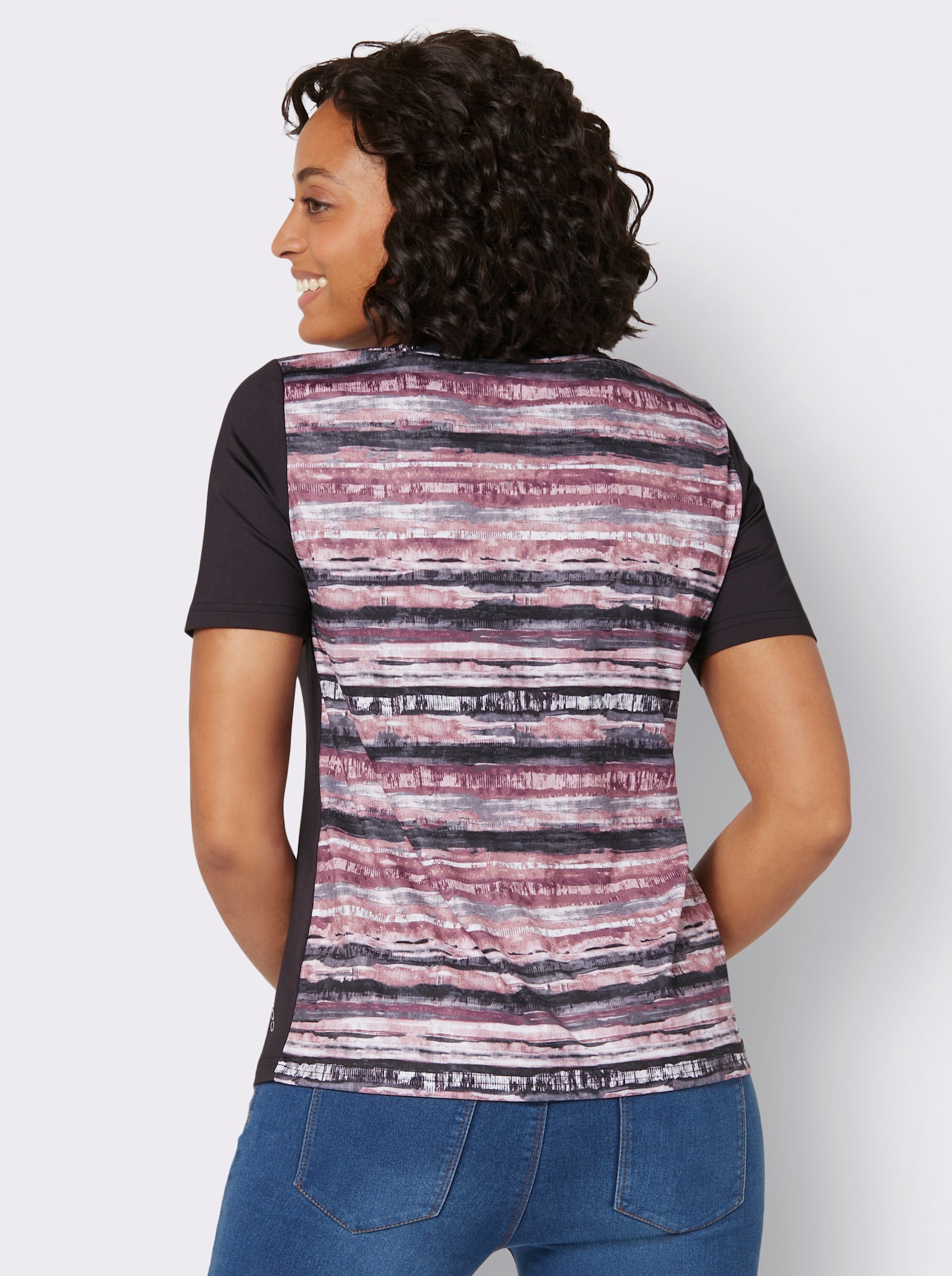 Funkční tričko prodyšné a rychleschnoucí - černá-hortenzie-potisk